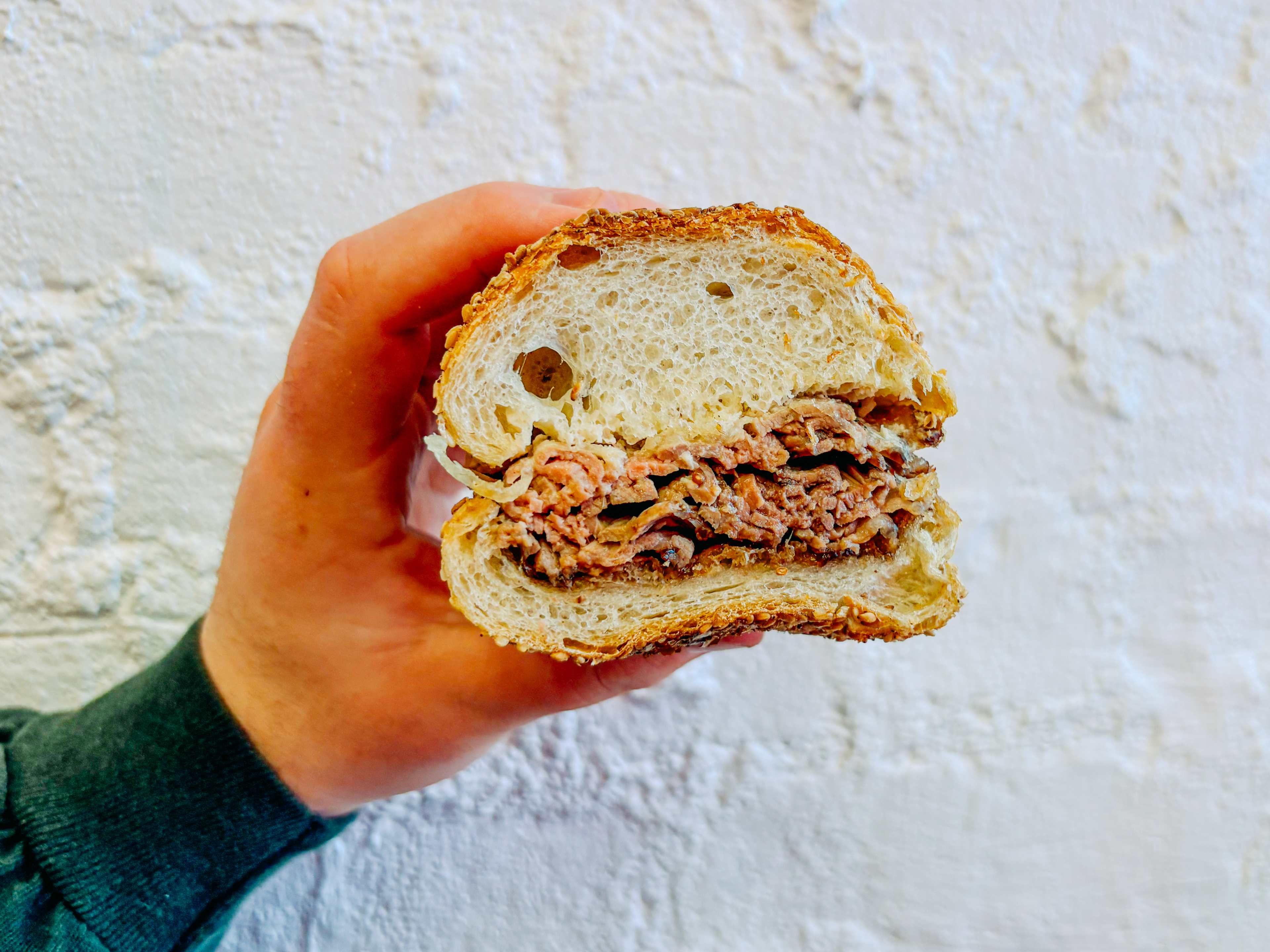 a roast beef sandwich from bread and spread in williamsburg