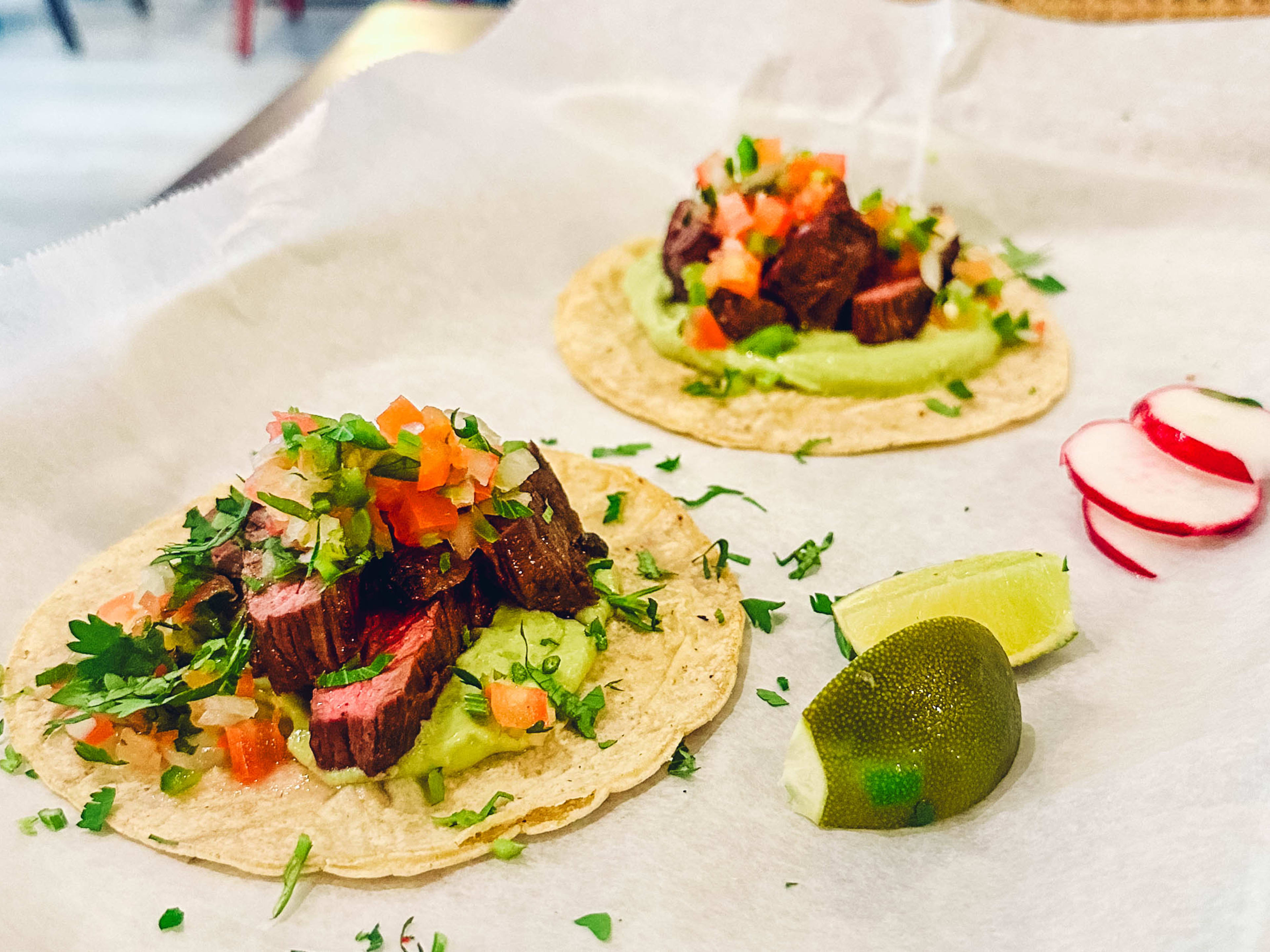 Carne asada tacos at El Cedro.