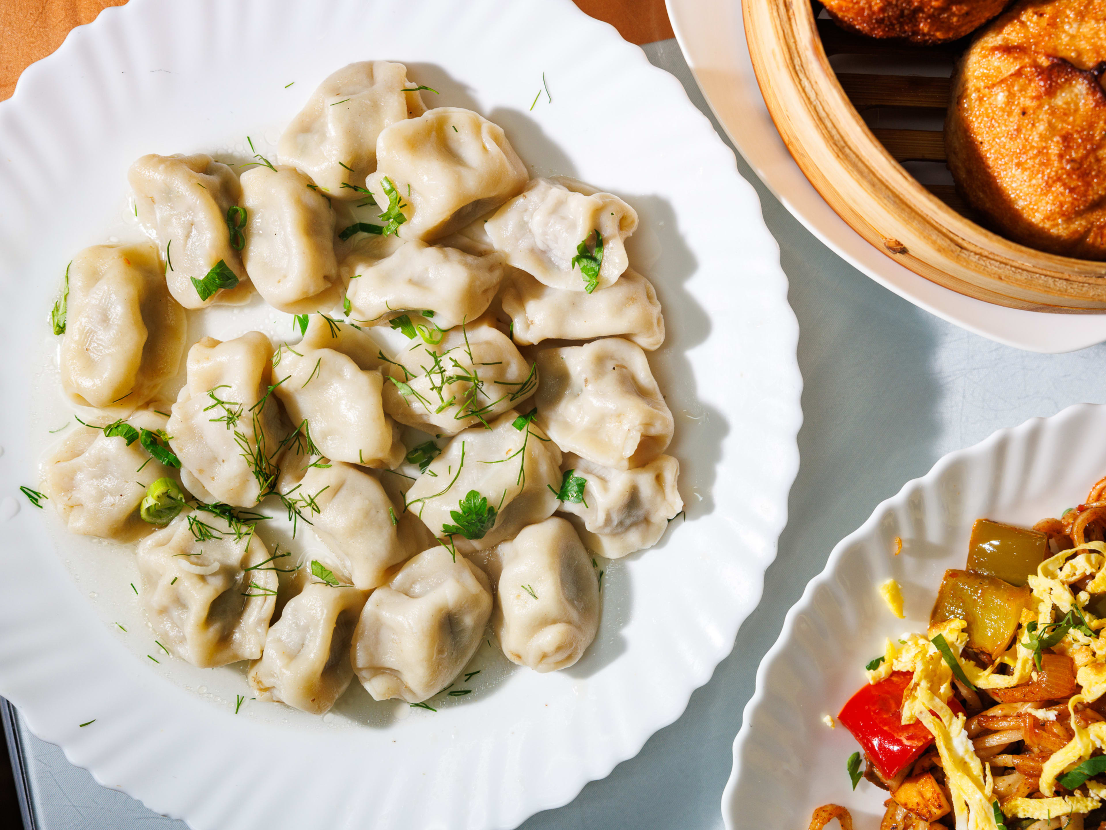 A spread of dishes at Kashkar Cafe.