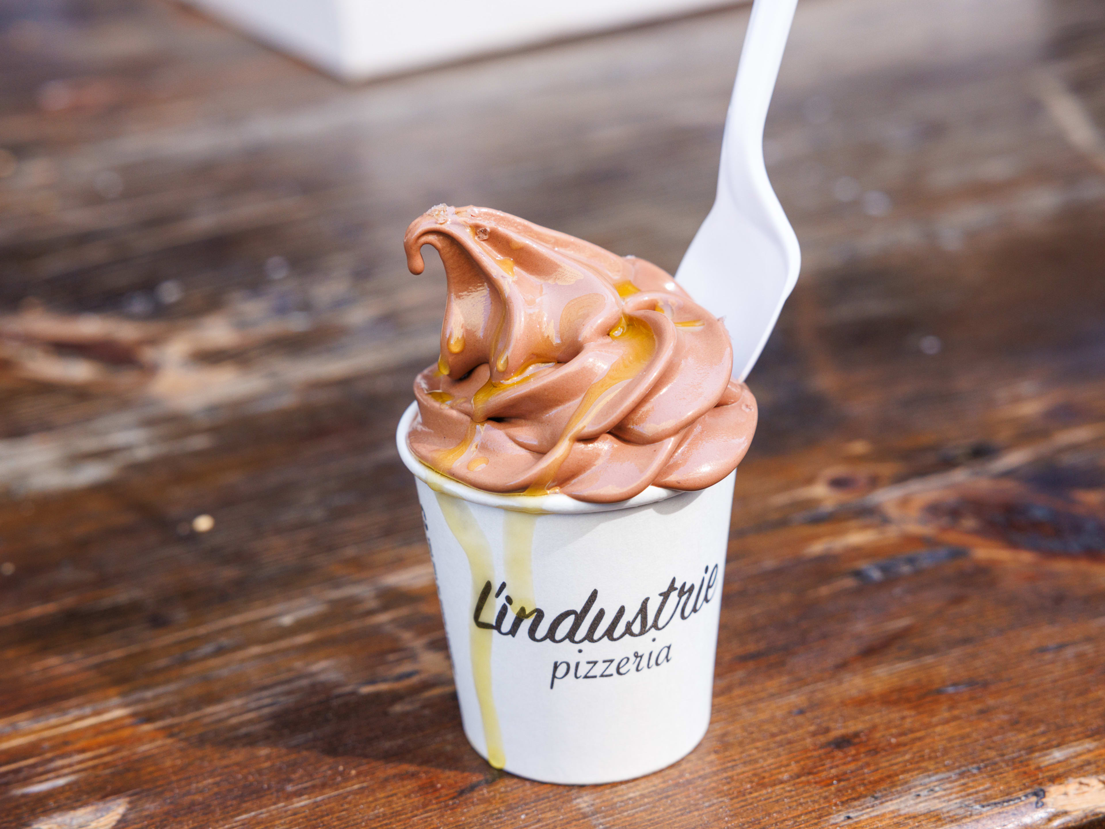chocolate gelato with olive oil from L'Industries in the West Village
