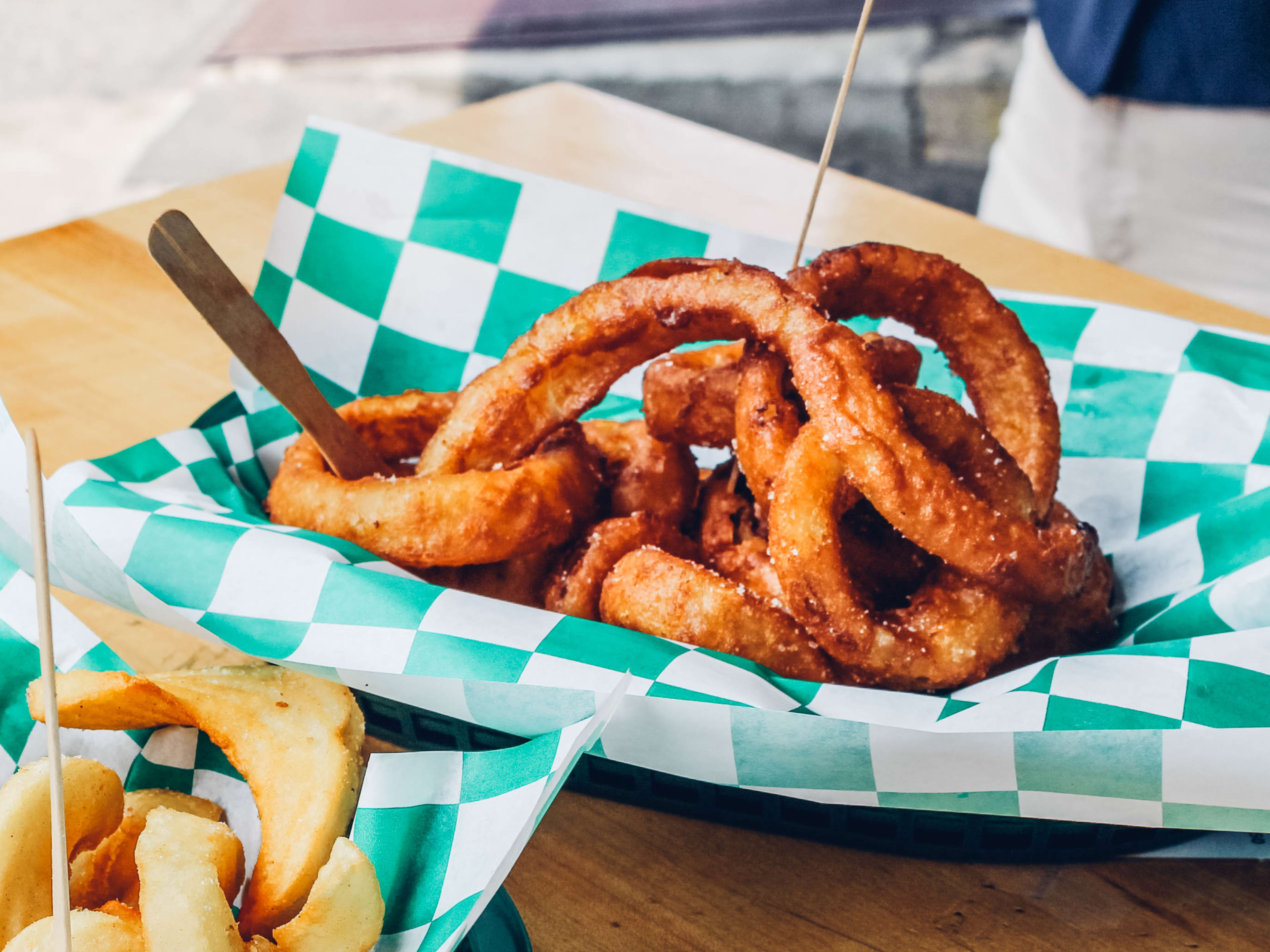 The onion rings from Lovely’s Old Fashioned.