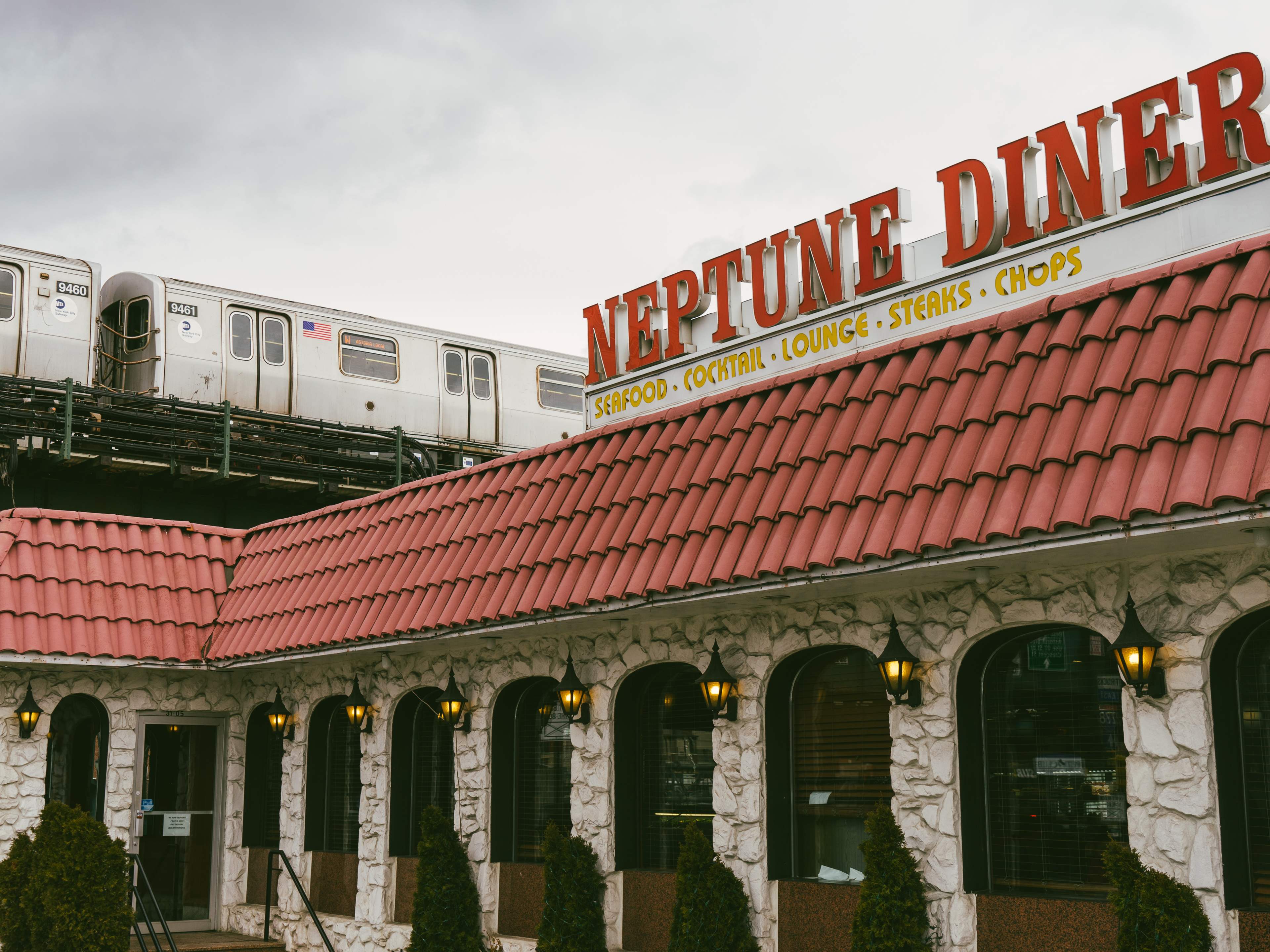 The exterior of Neptune Diner in Astoria.