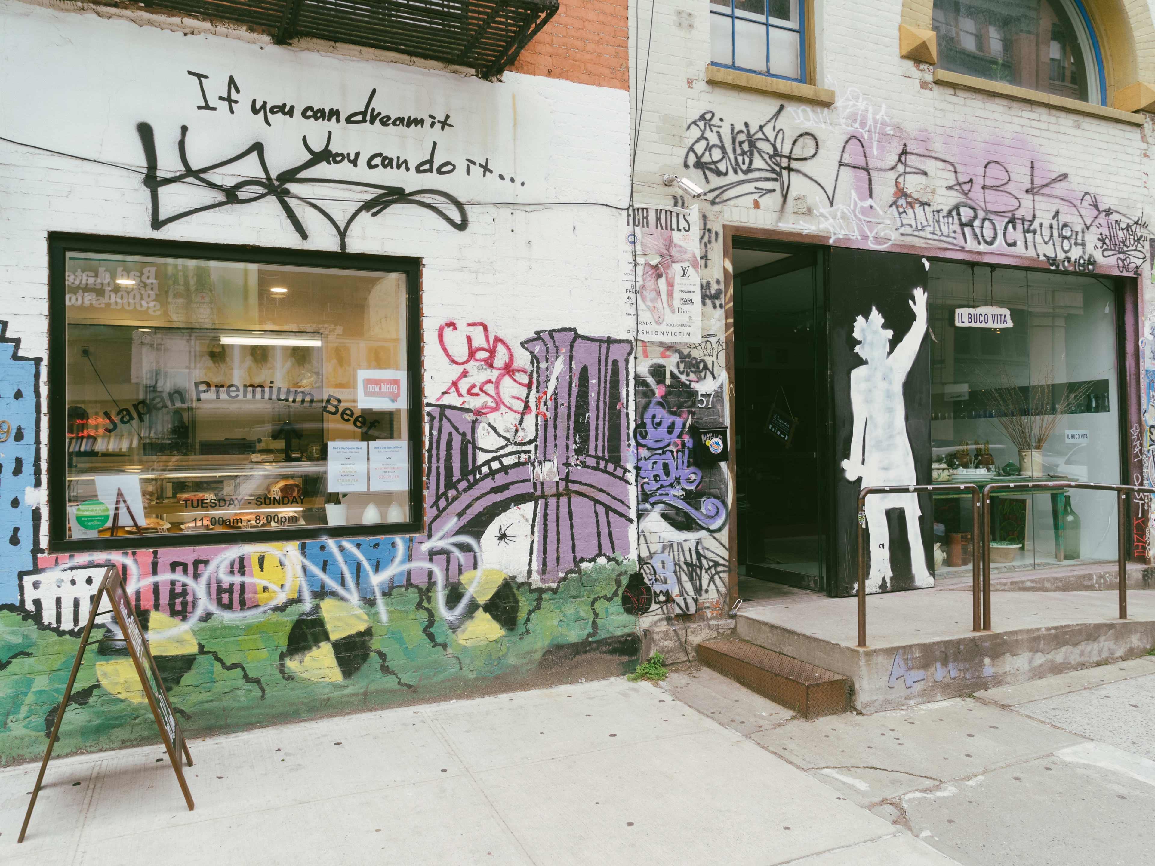 The graffiti covered exterior of Bohemian.