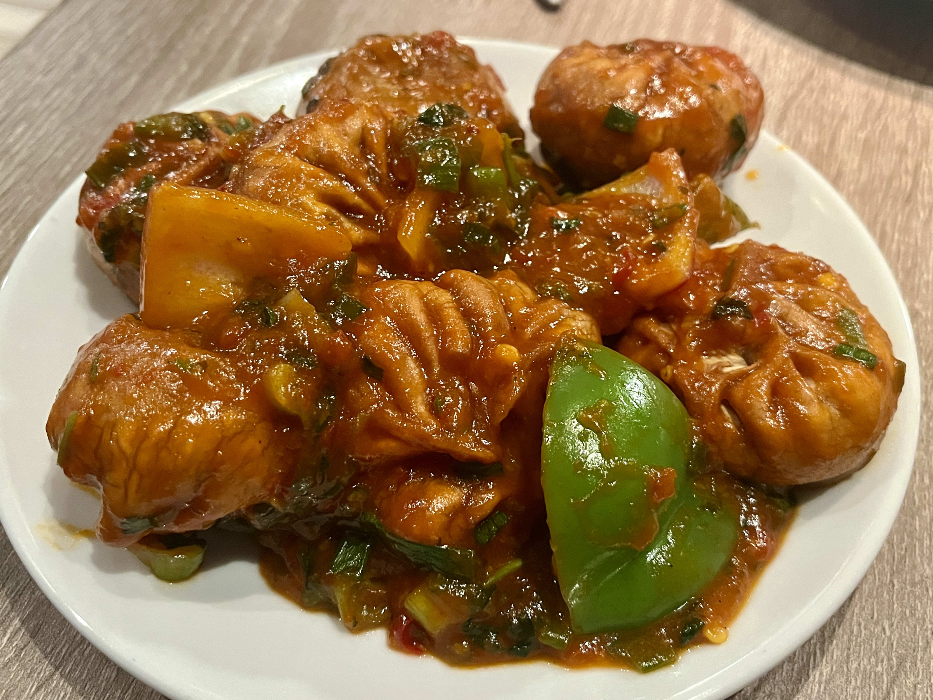 A plate of chili momos at Nopa Indian Cuisine.