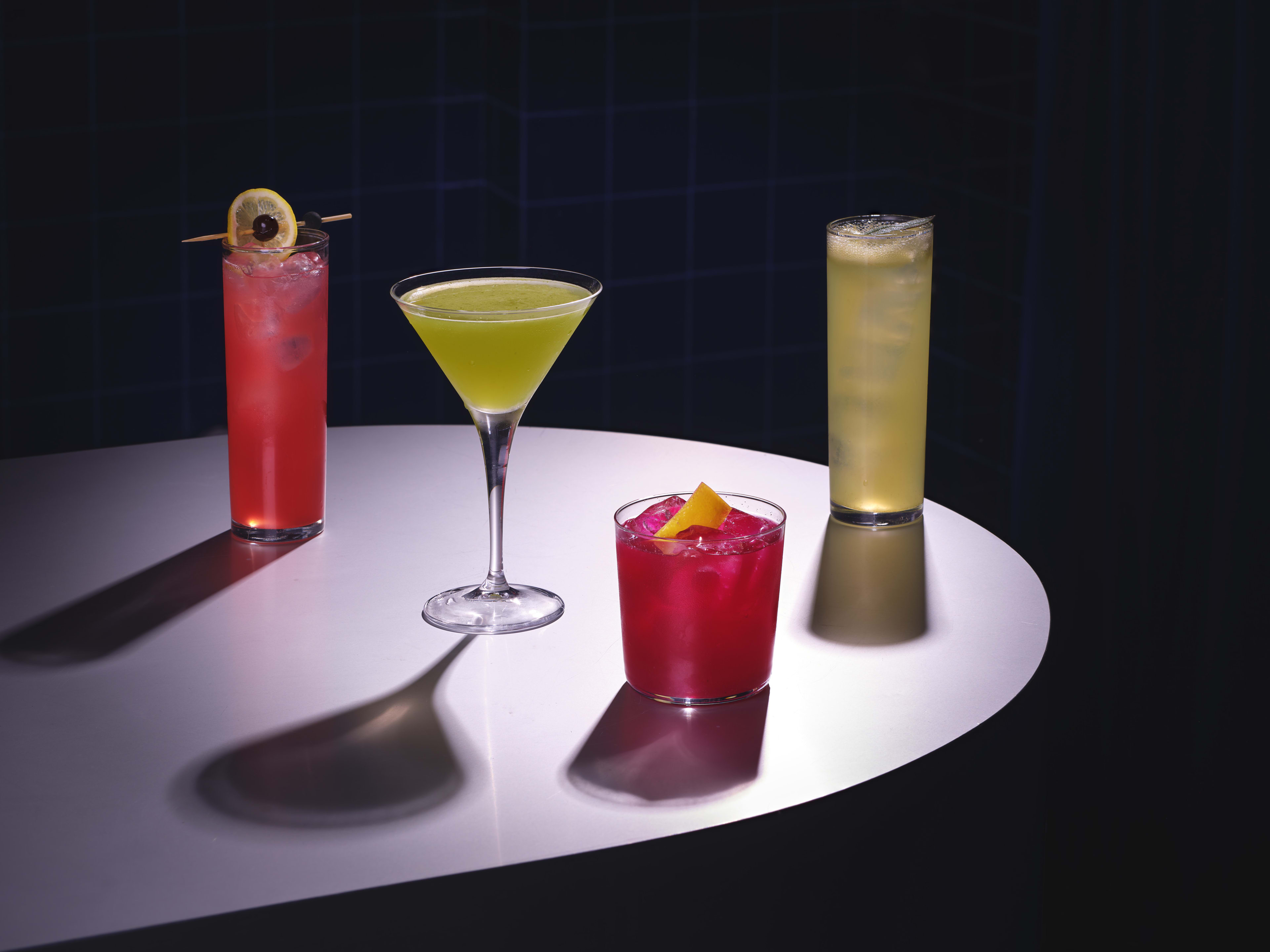 a few colorful cocktails
