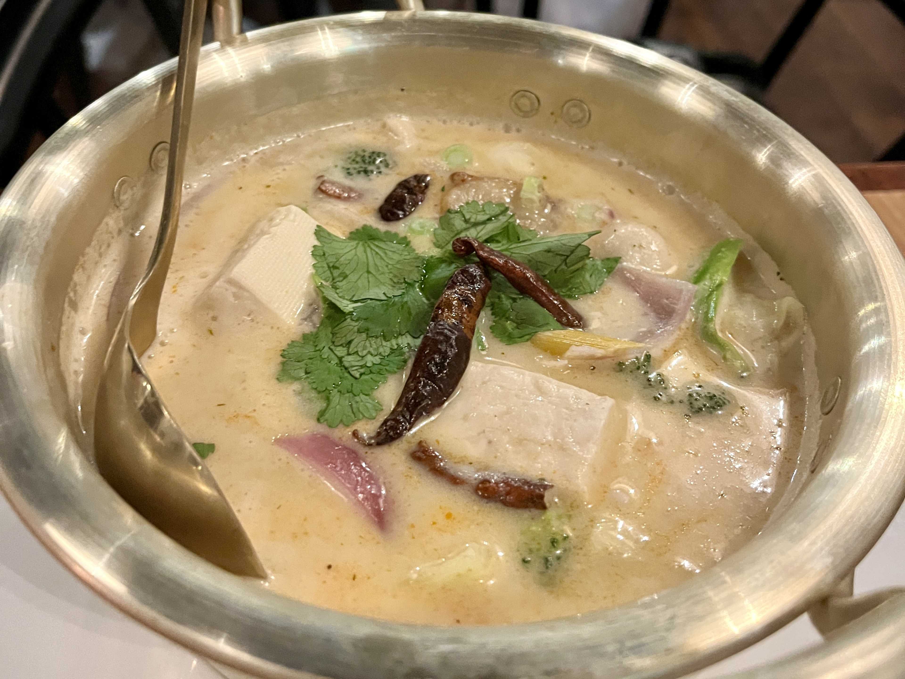 A bowl of Tom Kha soup.
