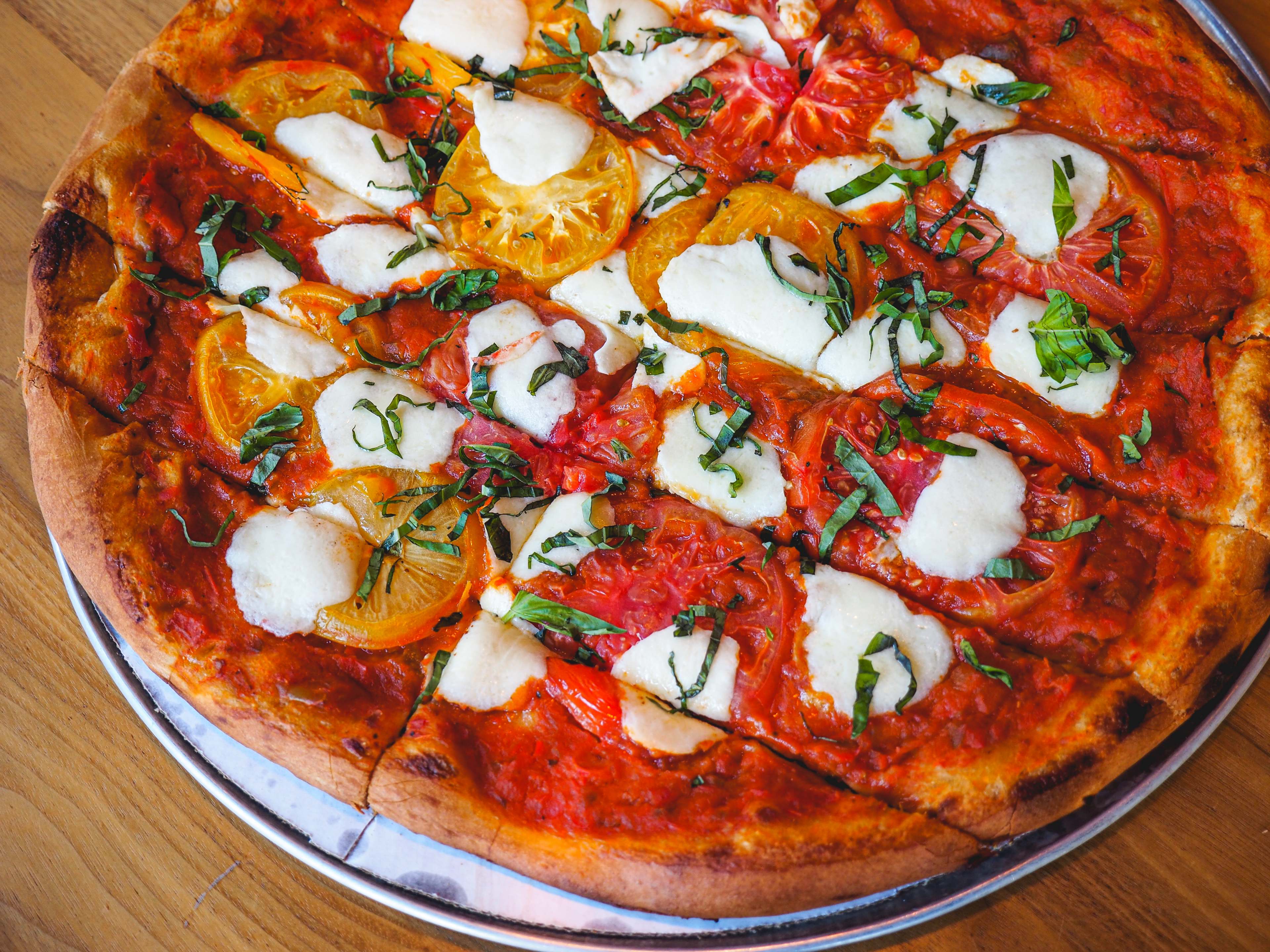 A margherita pie from Roots Handmade Pizza.