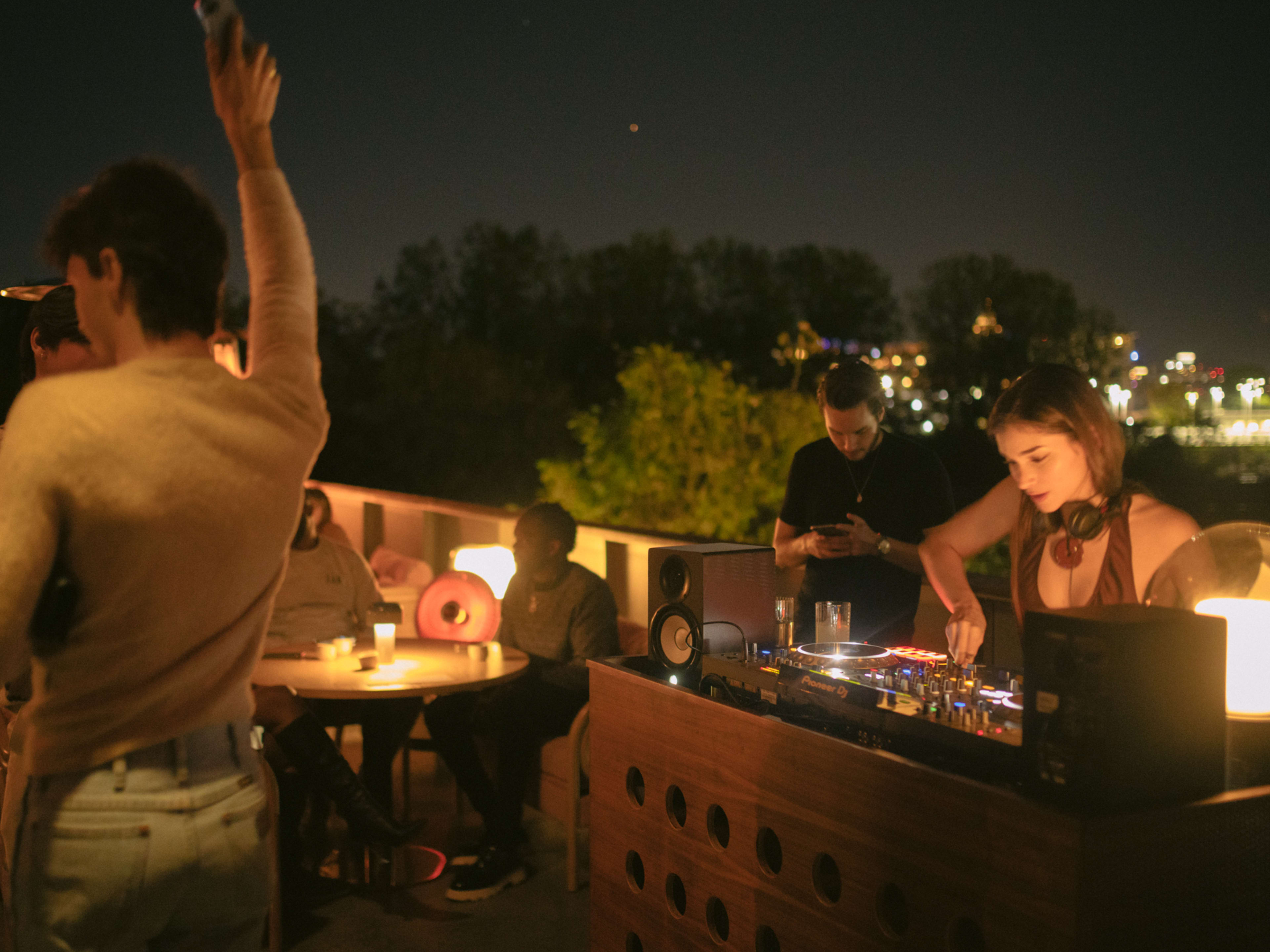 rooftop DJ and dancers