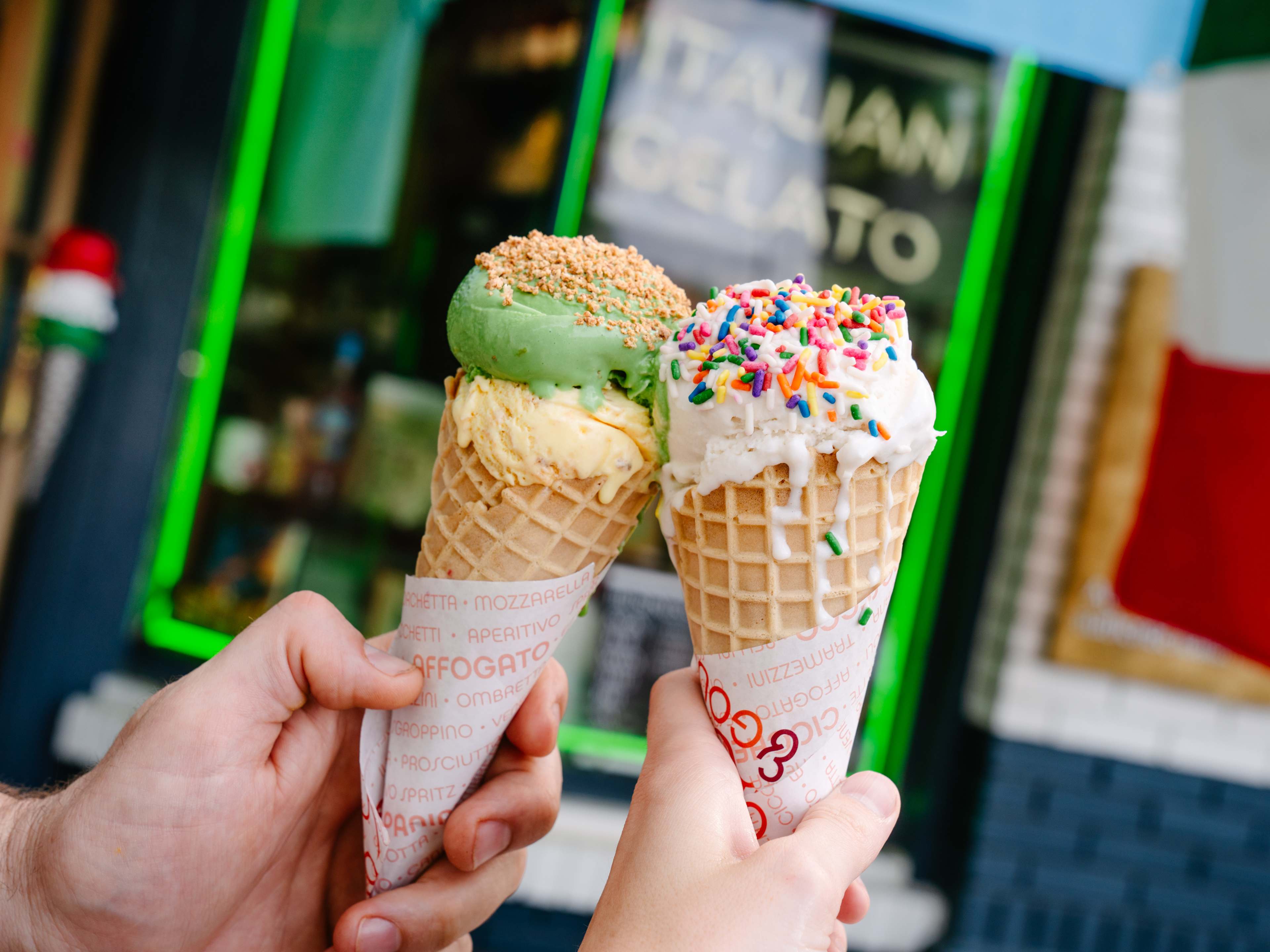 two ice cream cones