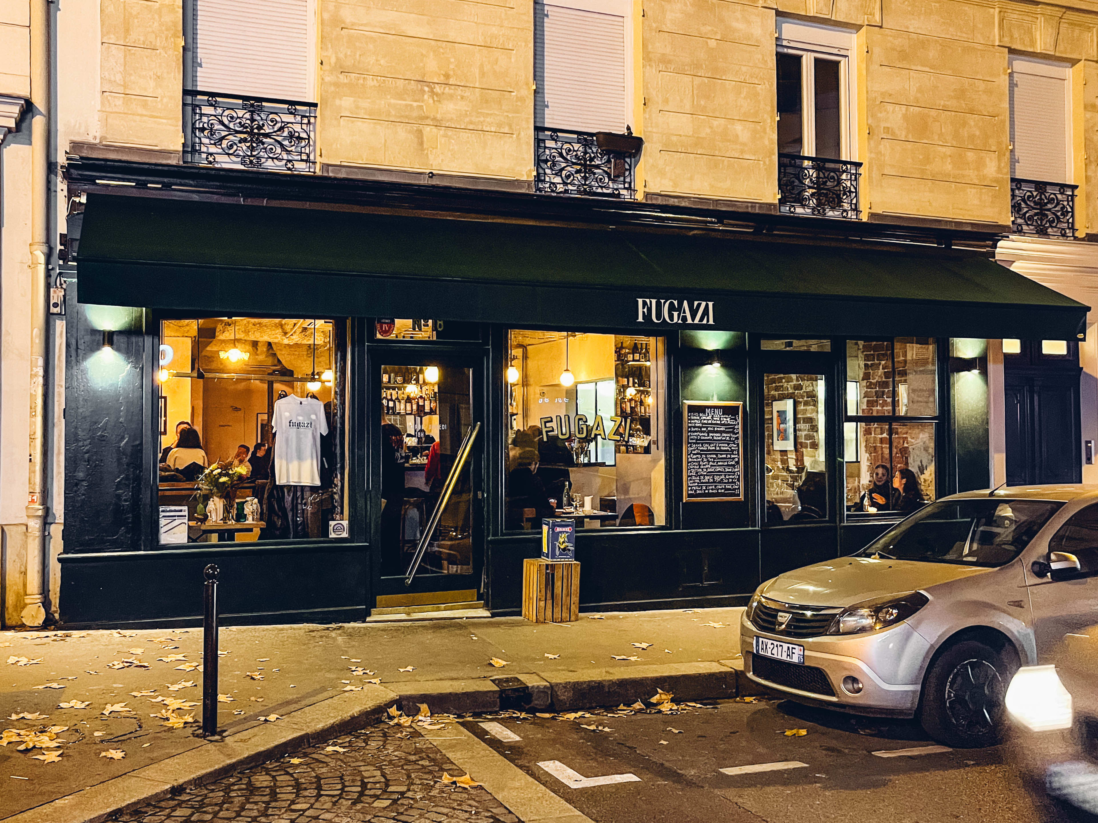 The exterior of Fugazi, a restaurant in Paris