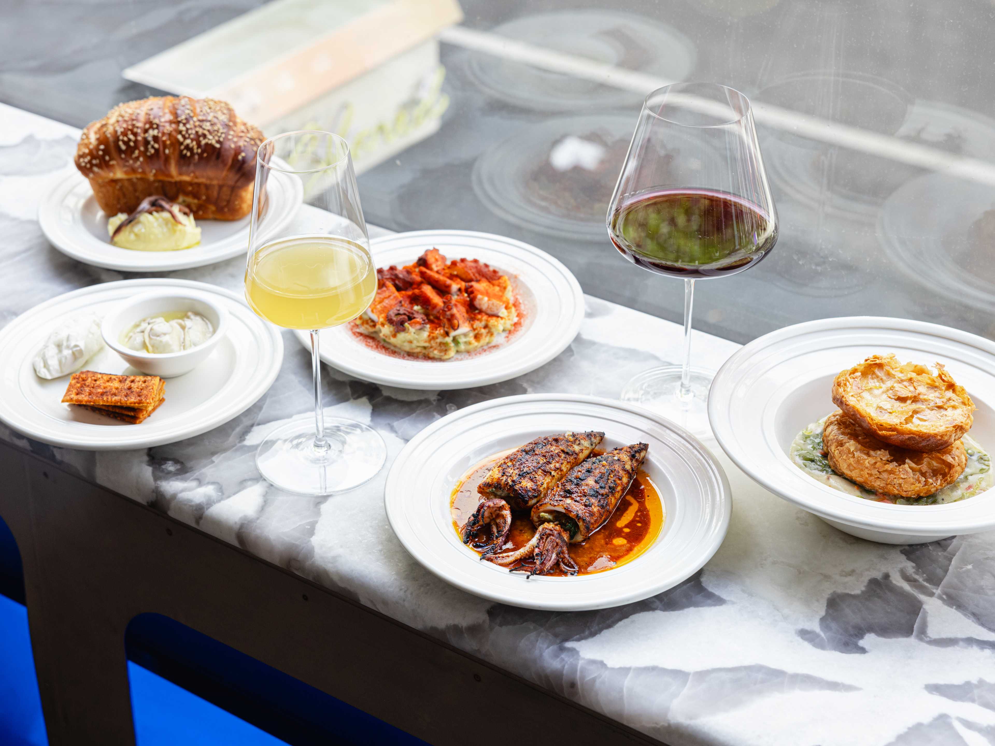 A food spread on the counter at Penny.