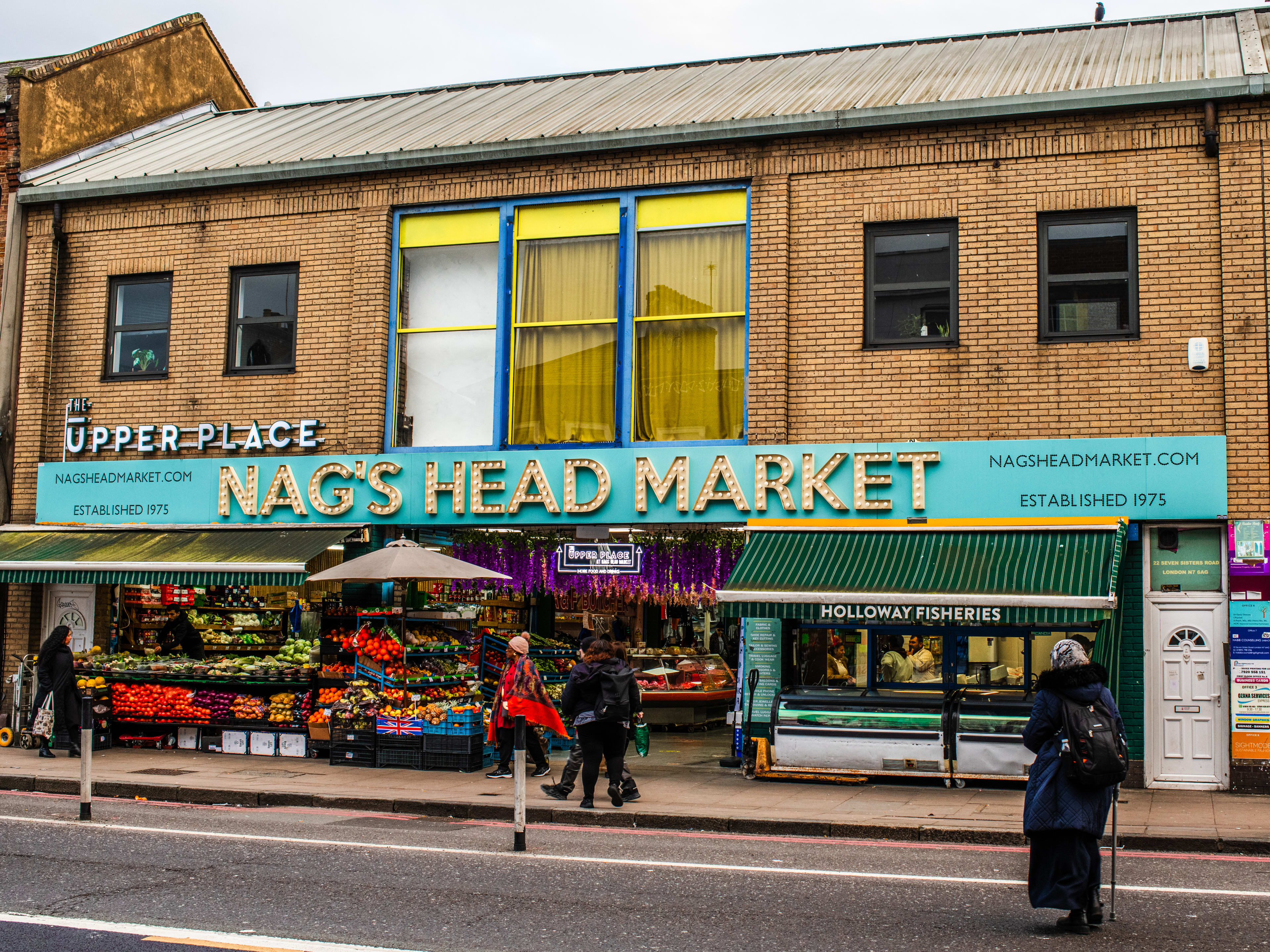 The exterior of Nag's Head Market on Seven Sisters Road.