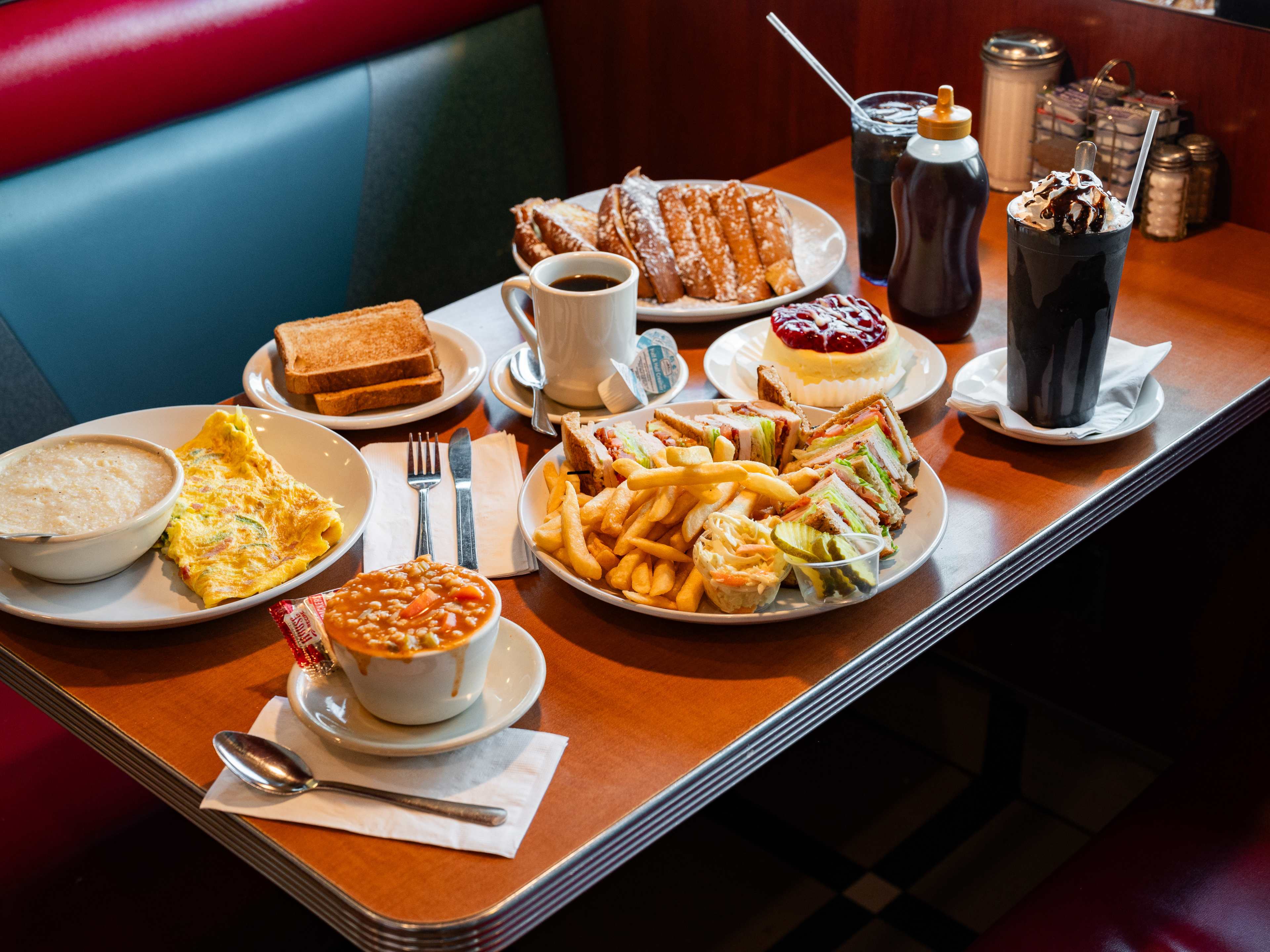 This is the food spread at Quaker Diner.