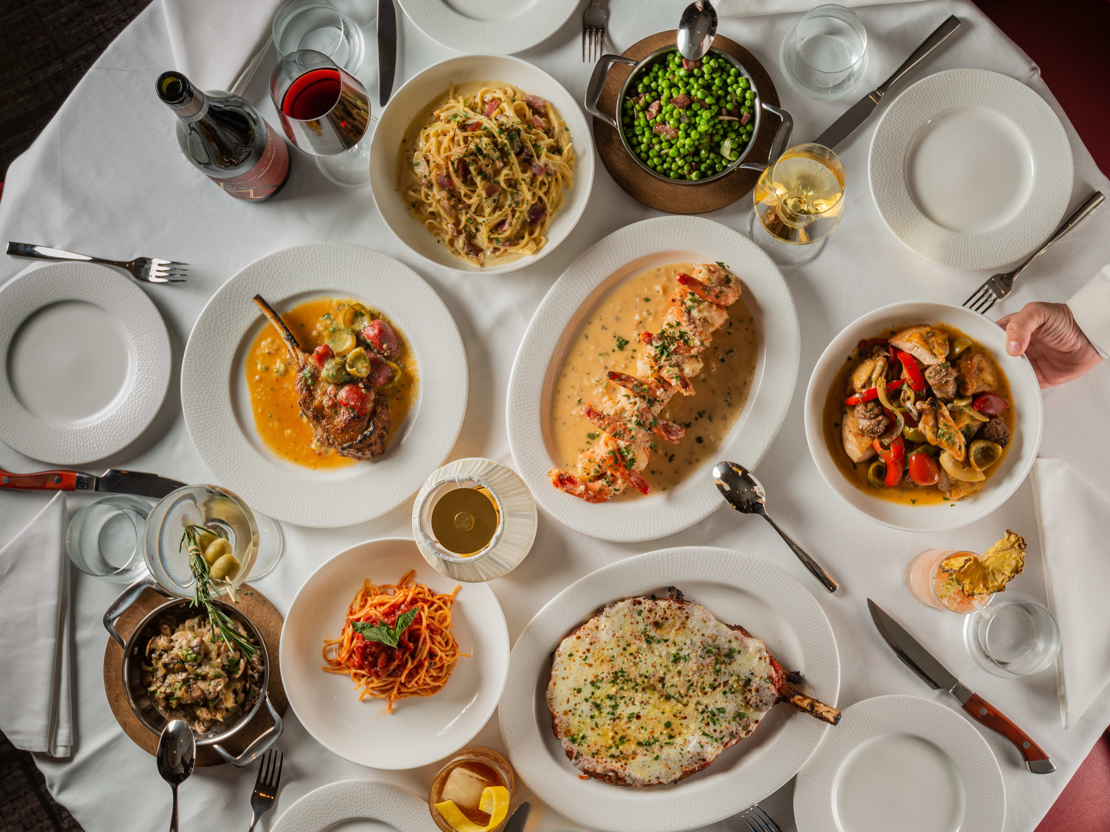 A table full of dishes from Rao's.