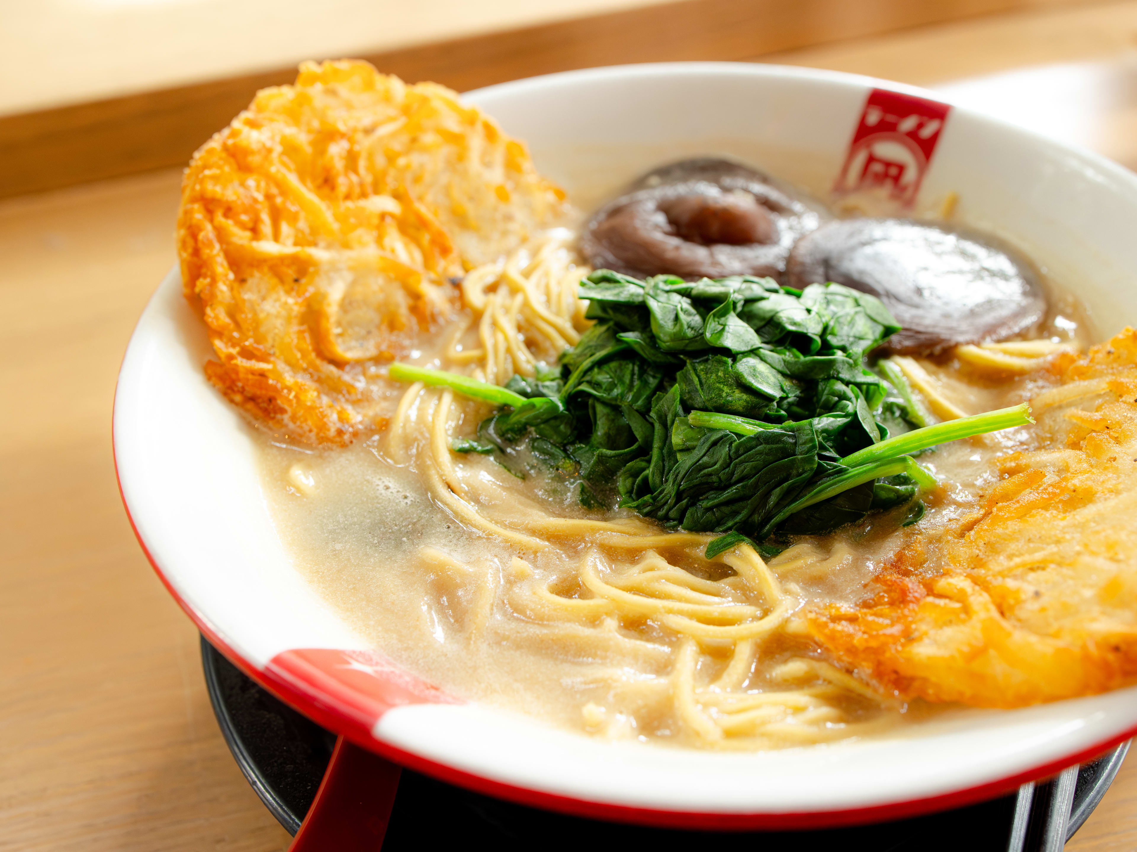 veggie ramen with mushrooms and greens