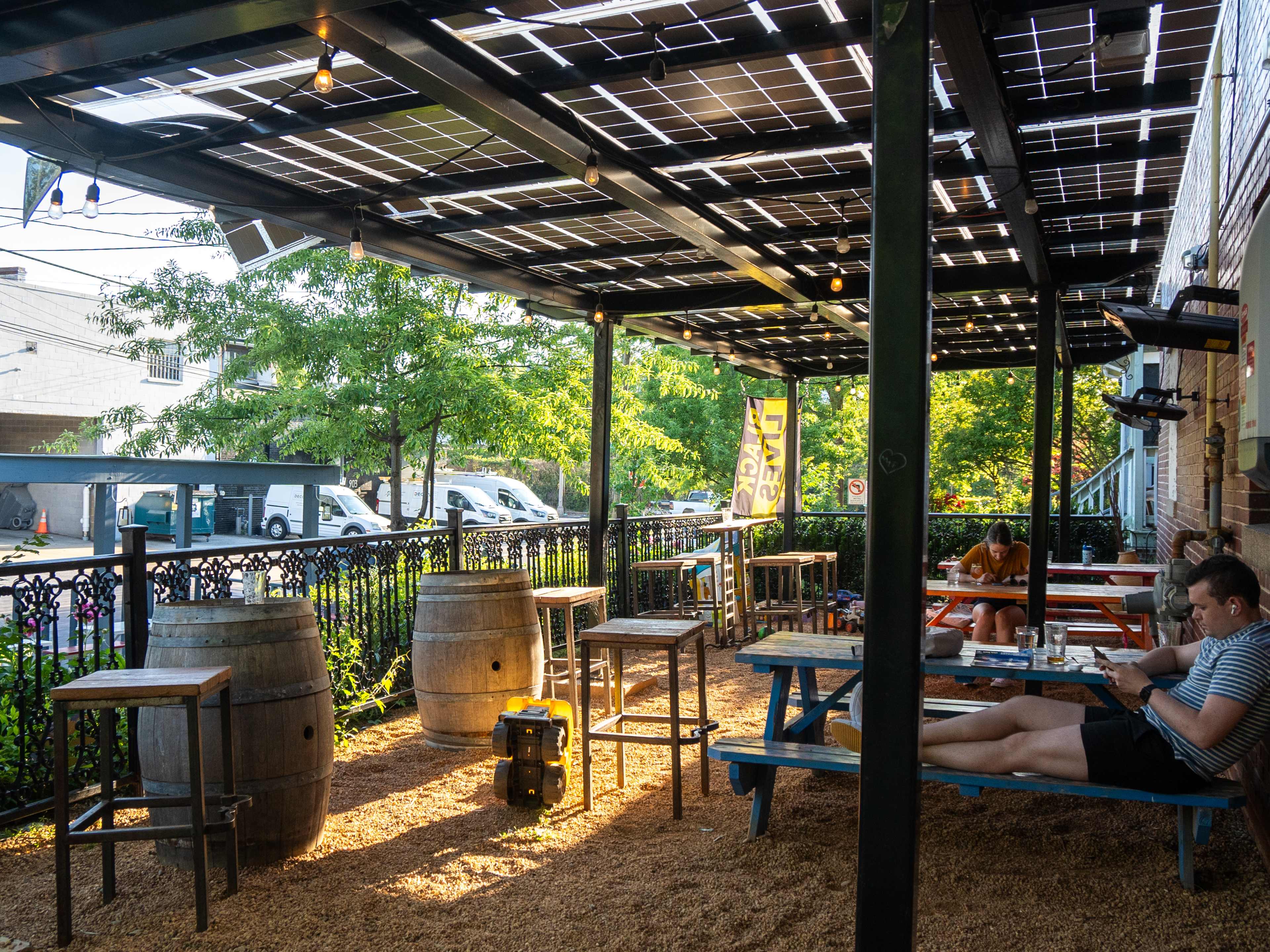 outdoor patio at brewery