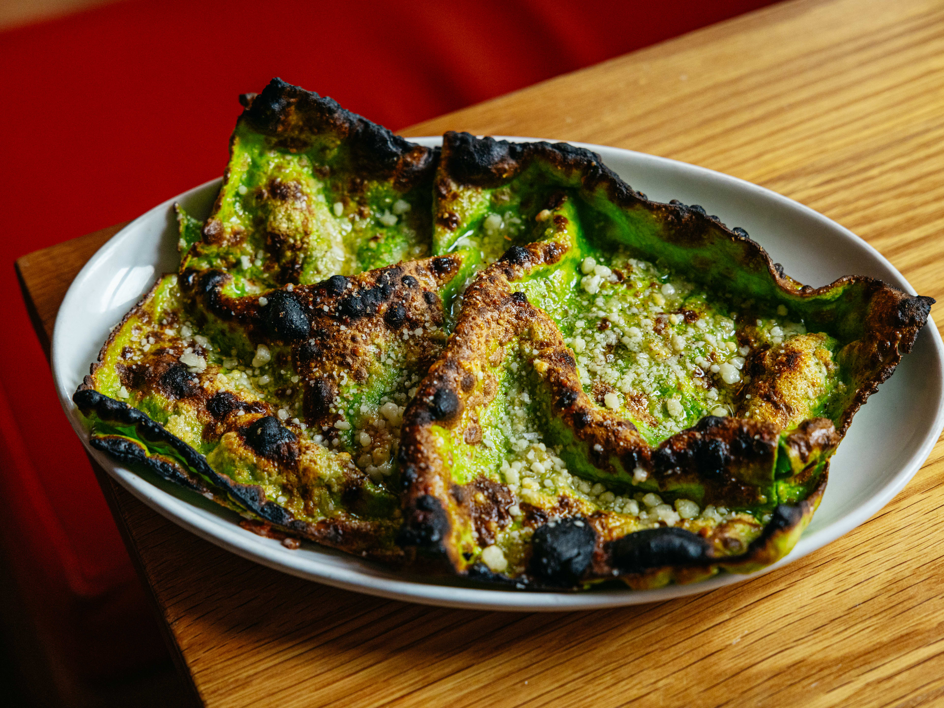 the charred two sheet lasagna verde at rolo's