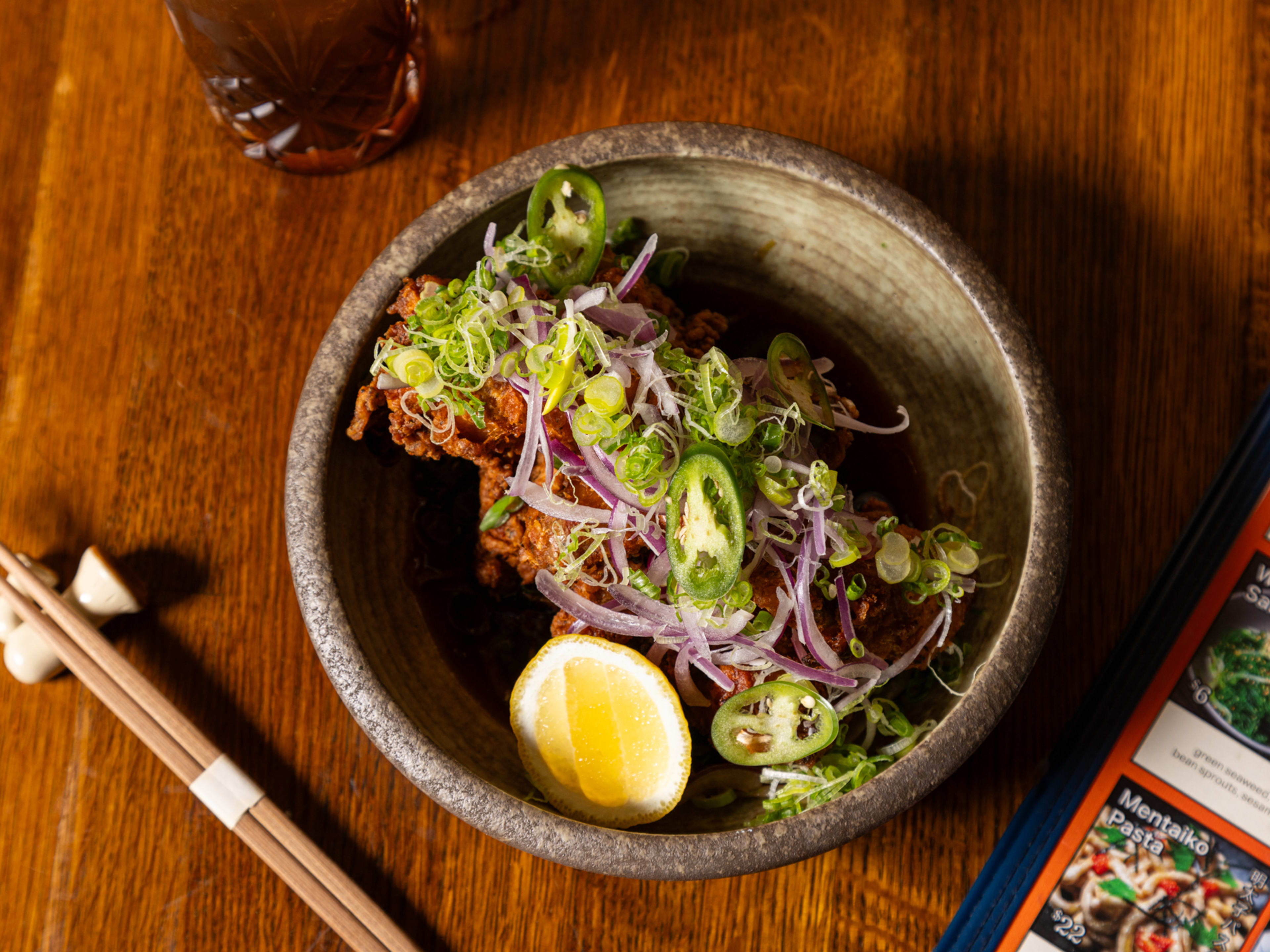 This is a bowl of the karaage wings at Royal Sushi and Izakaya.