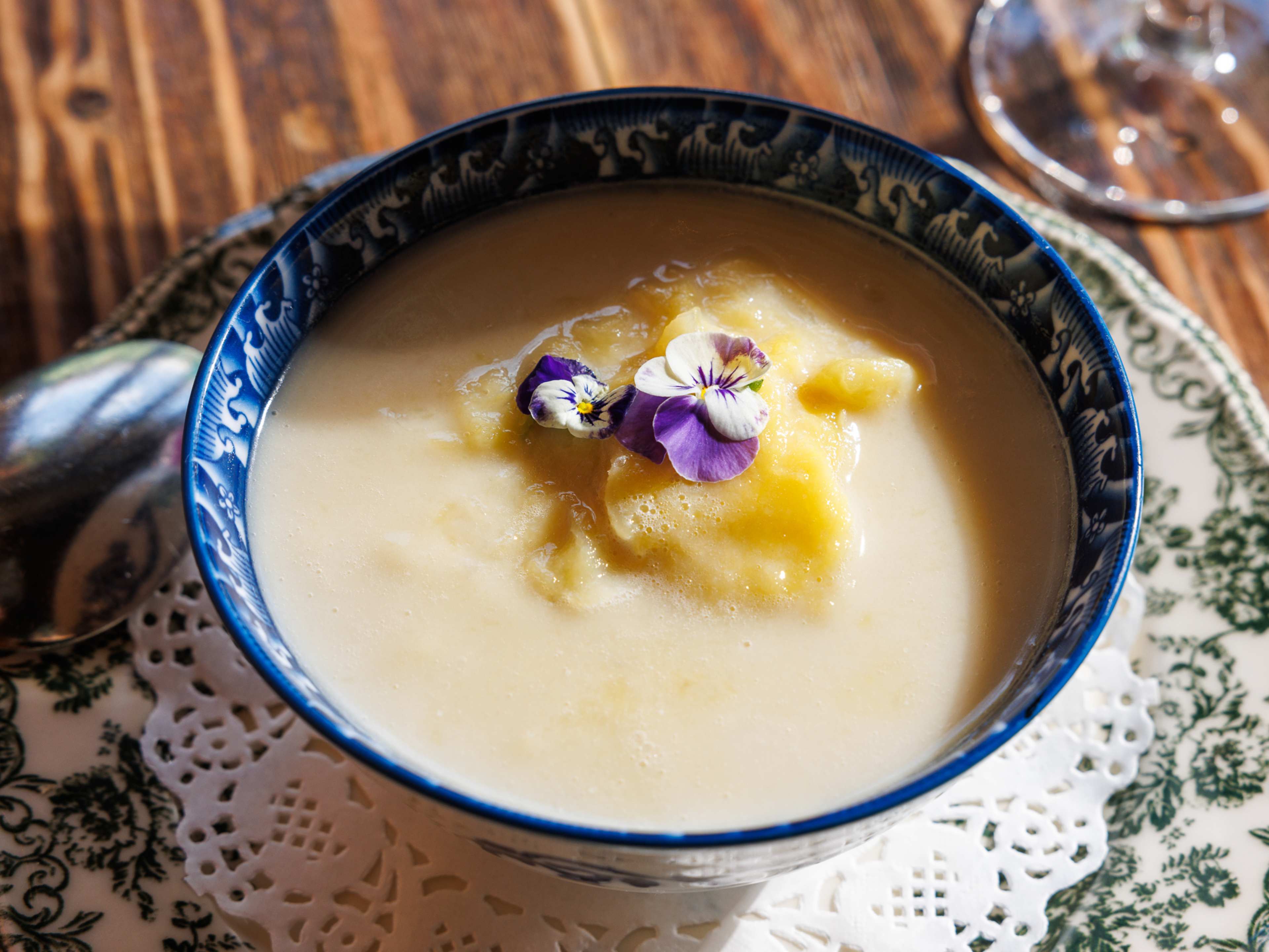 a bowl of durian sticky rice