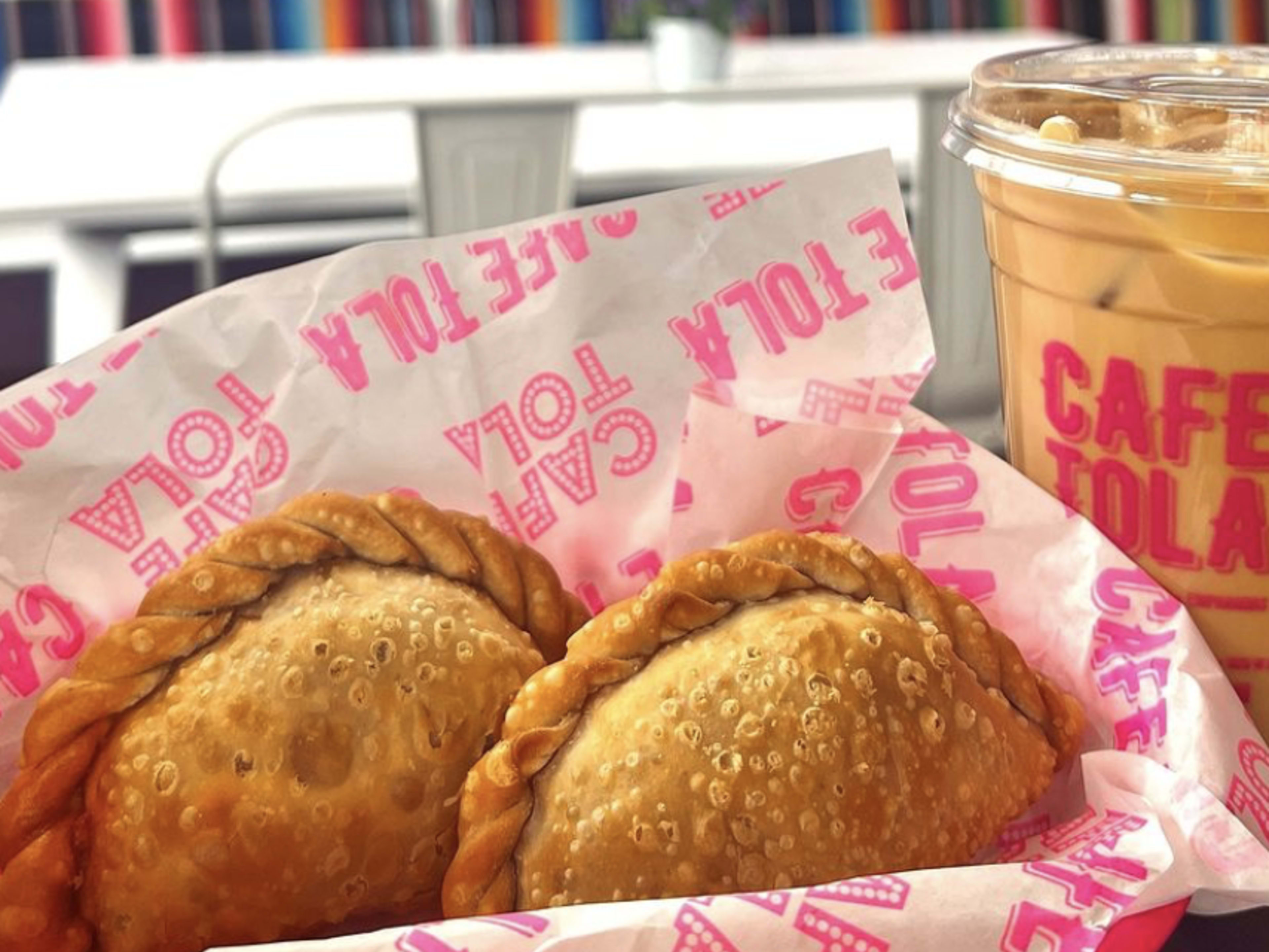 Two empanadas and an iced coffee drink from Cafe Tola #2.