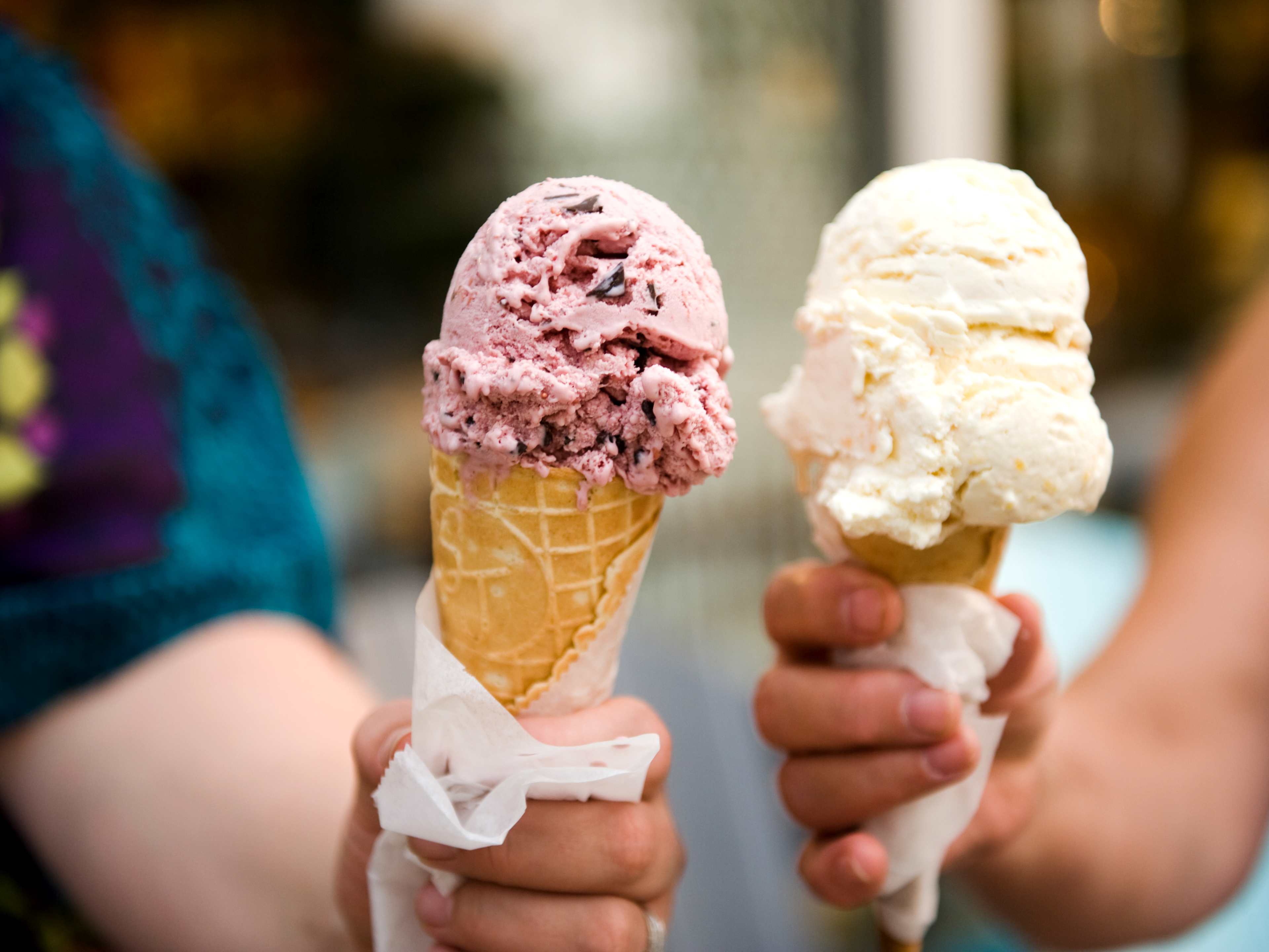 Pair of ice cream cones at Sebastian Joe's