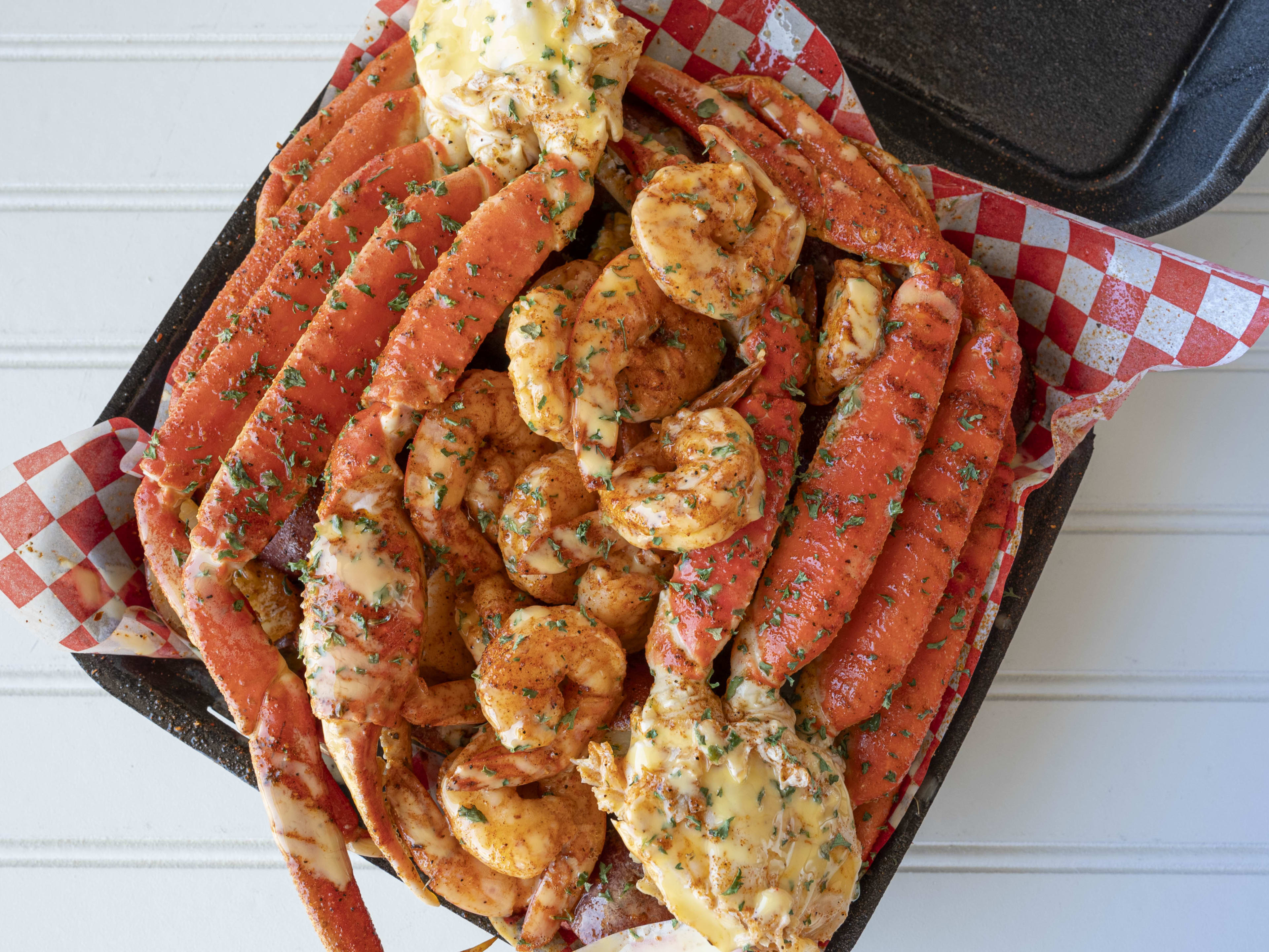 The Cajun Crab Platter With Half Pound Shrimp at Shells And Tails 2 Geaux