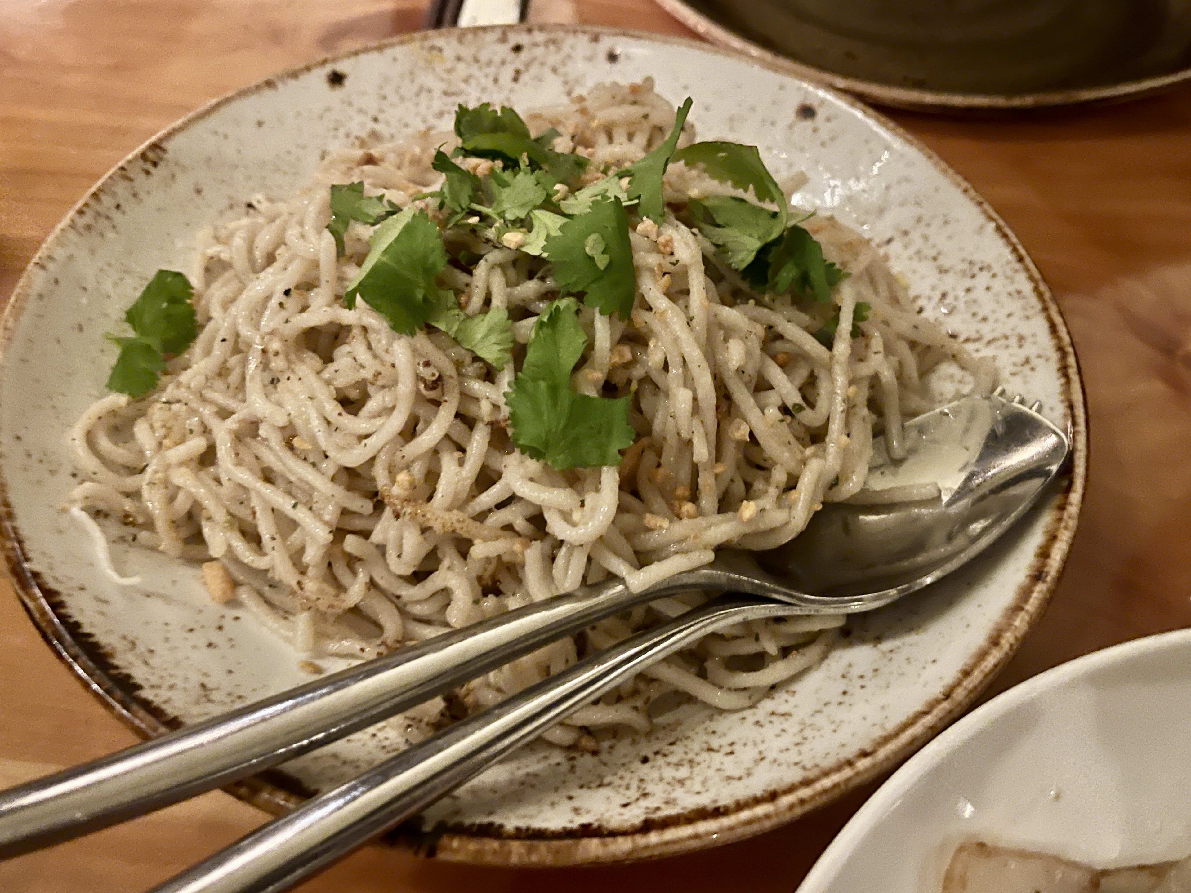 The garlic noodles at Tamarine in Palo Alto.