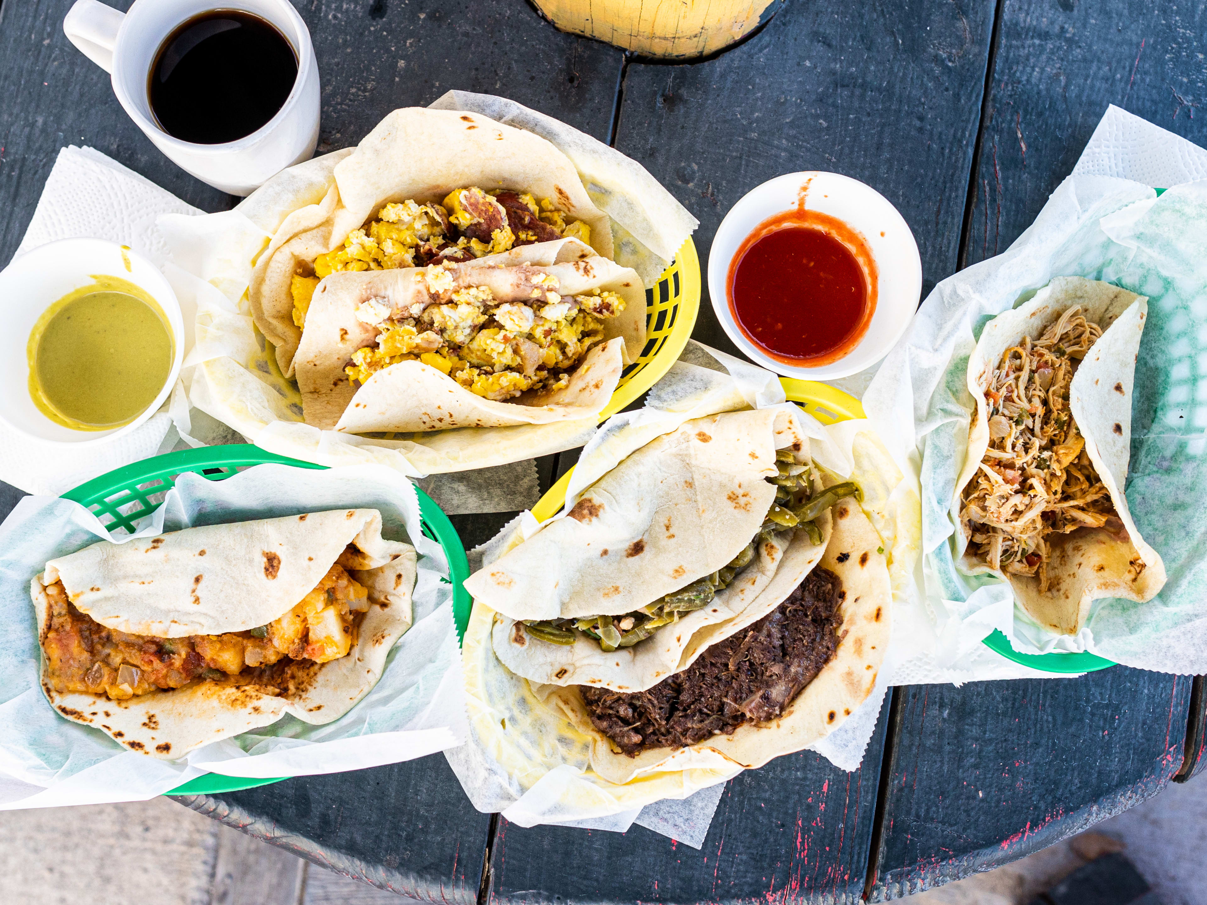 A spread of dishes from Laredo Taqueria.