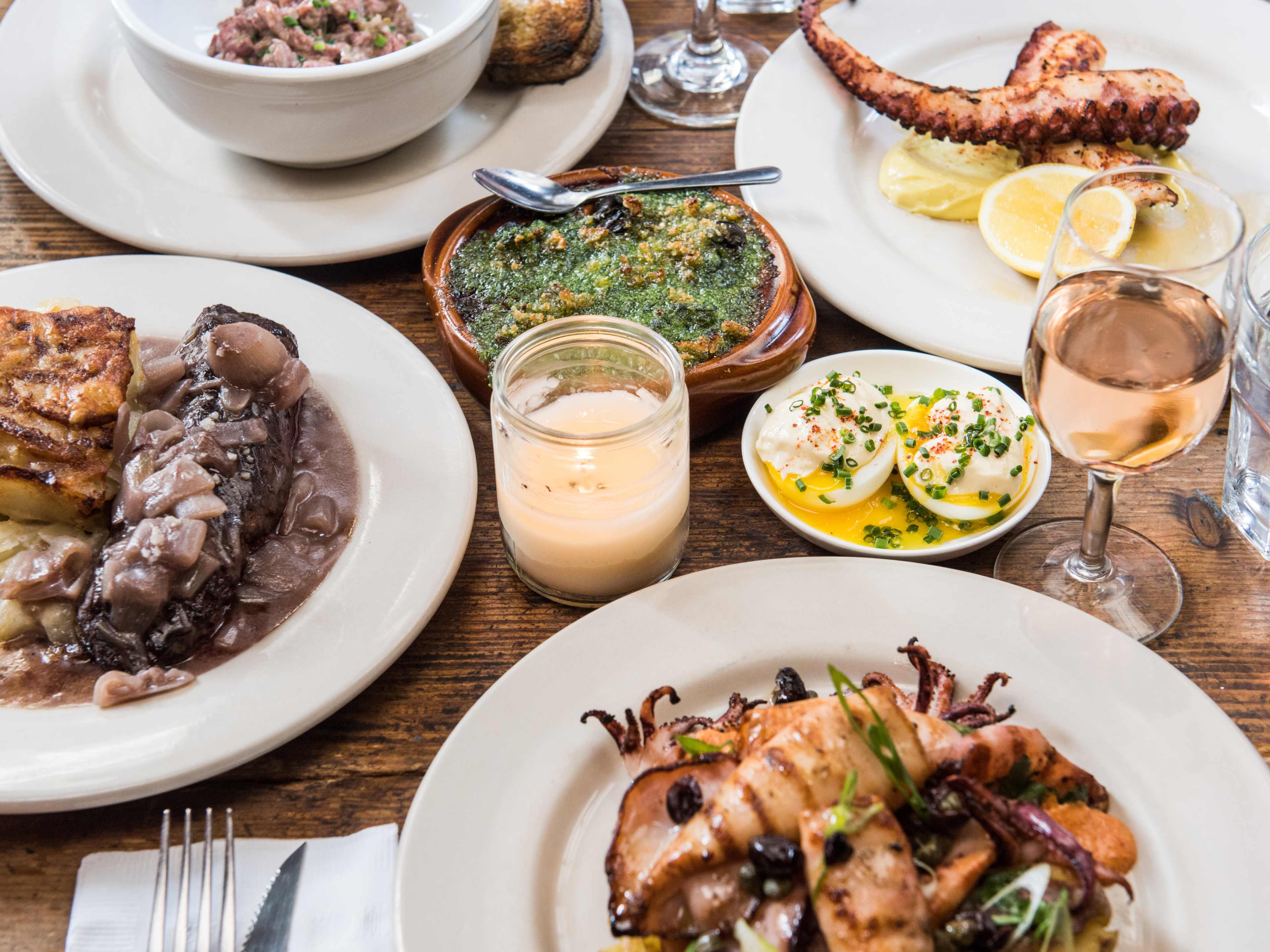 A spread of dishes from Le French Diner.