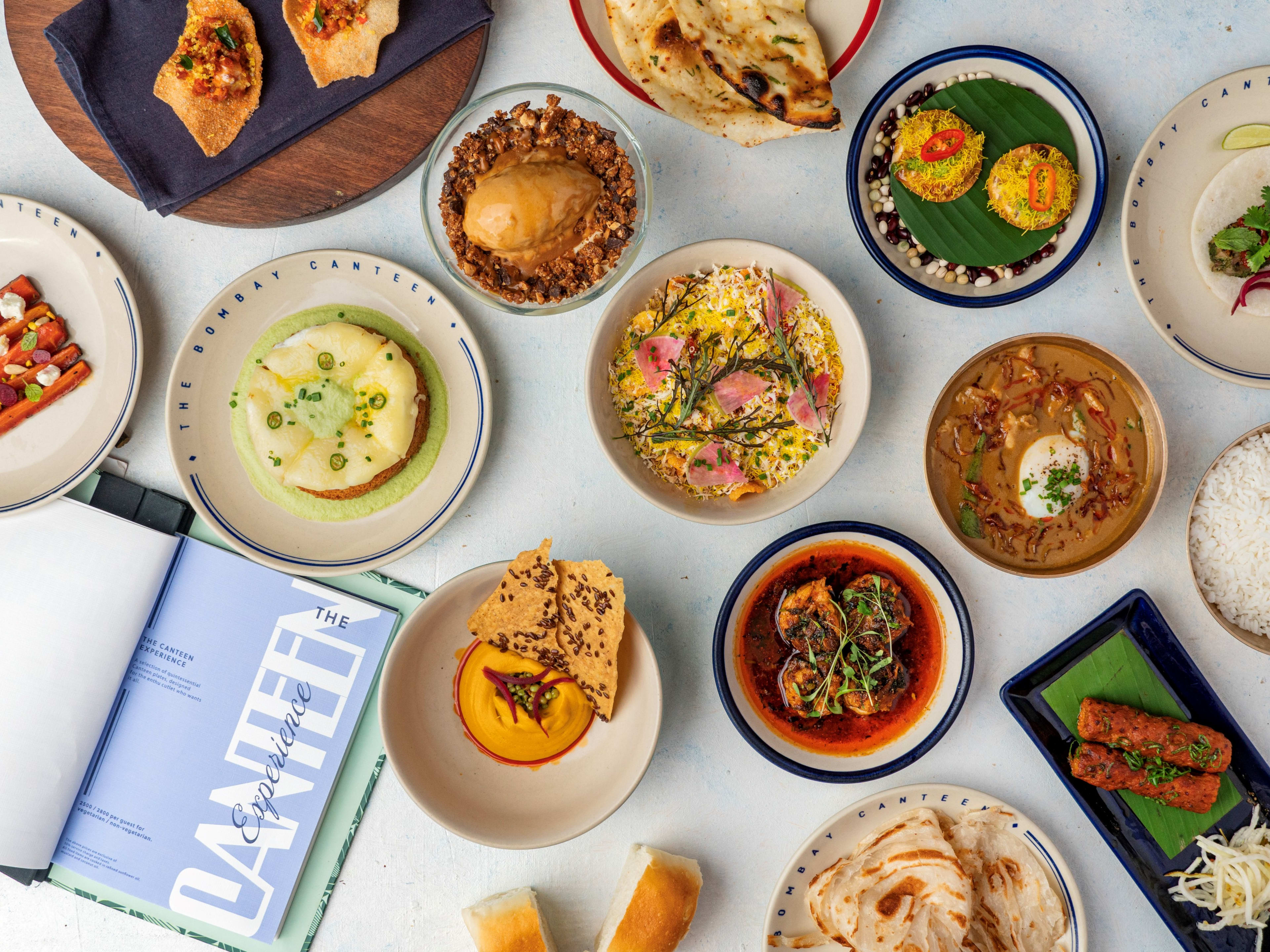 Spread of dishes as part of the Canteen Experience at The Bombay Canteen