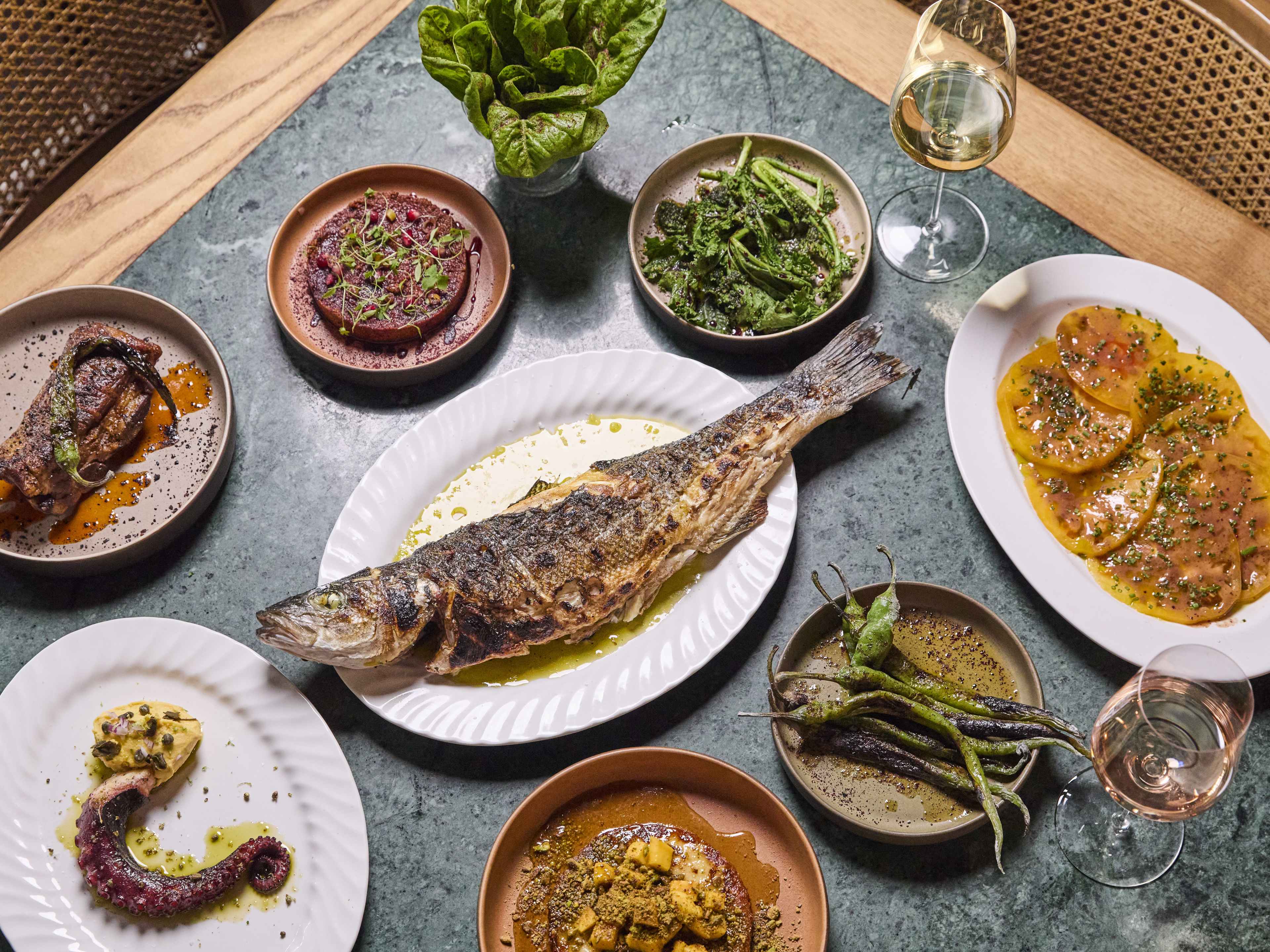 A spread of dishes from The Counter Soho.