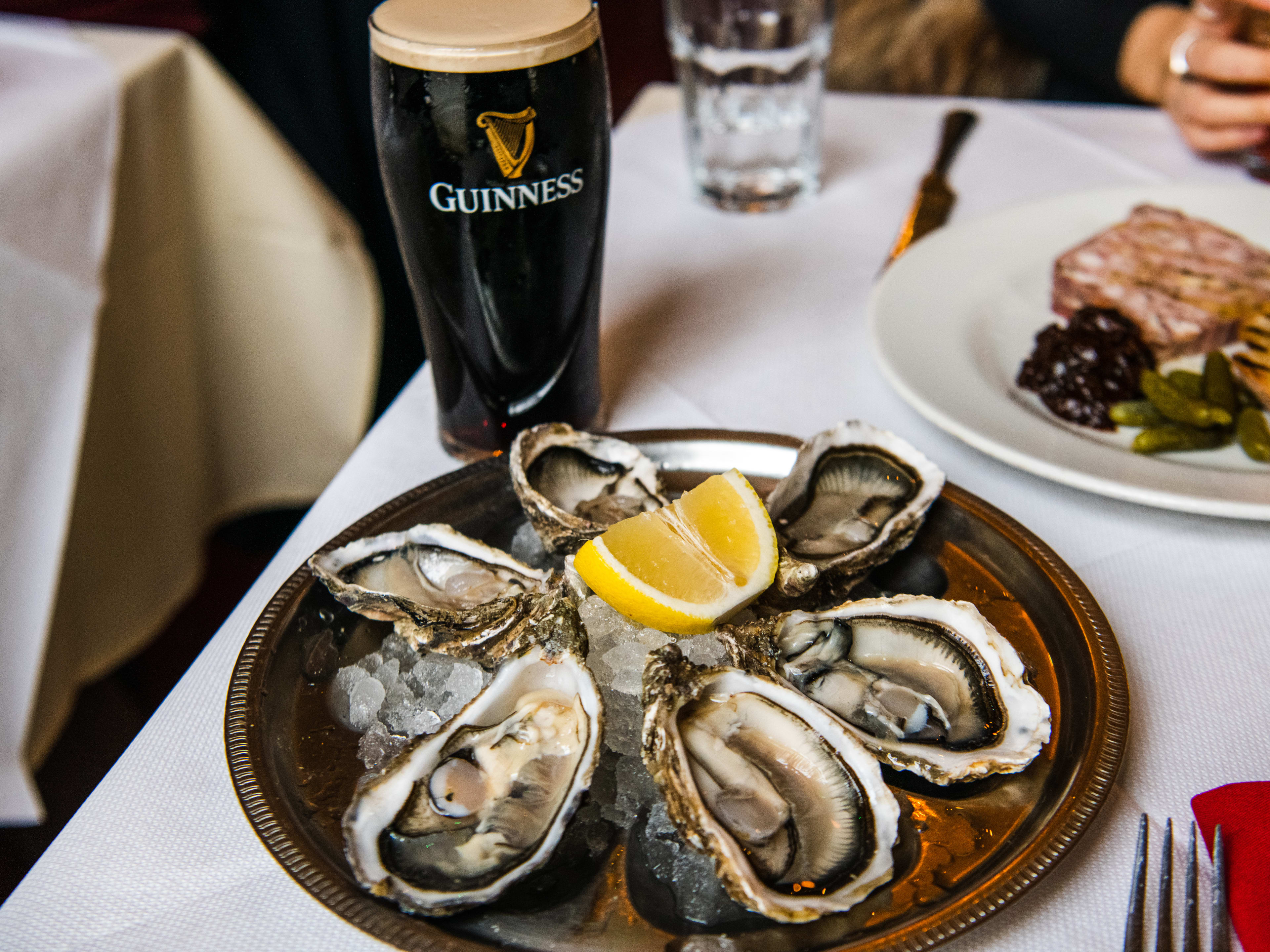 Six oysters and a Guinness from The Cow.