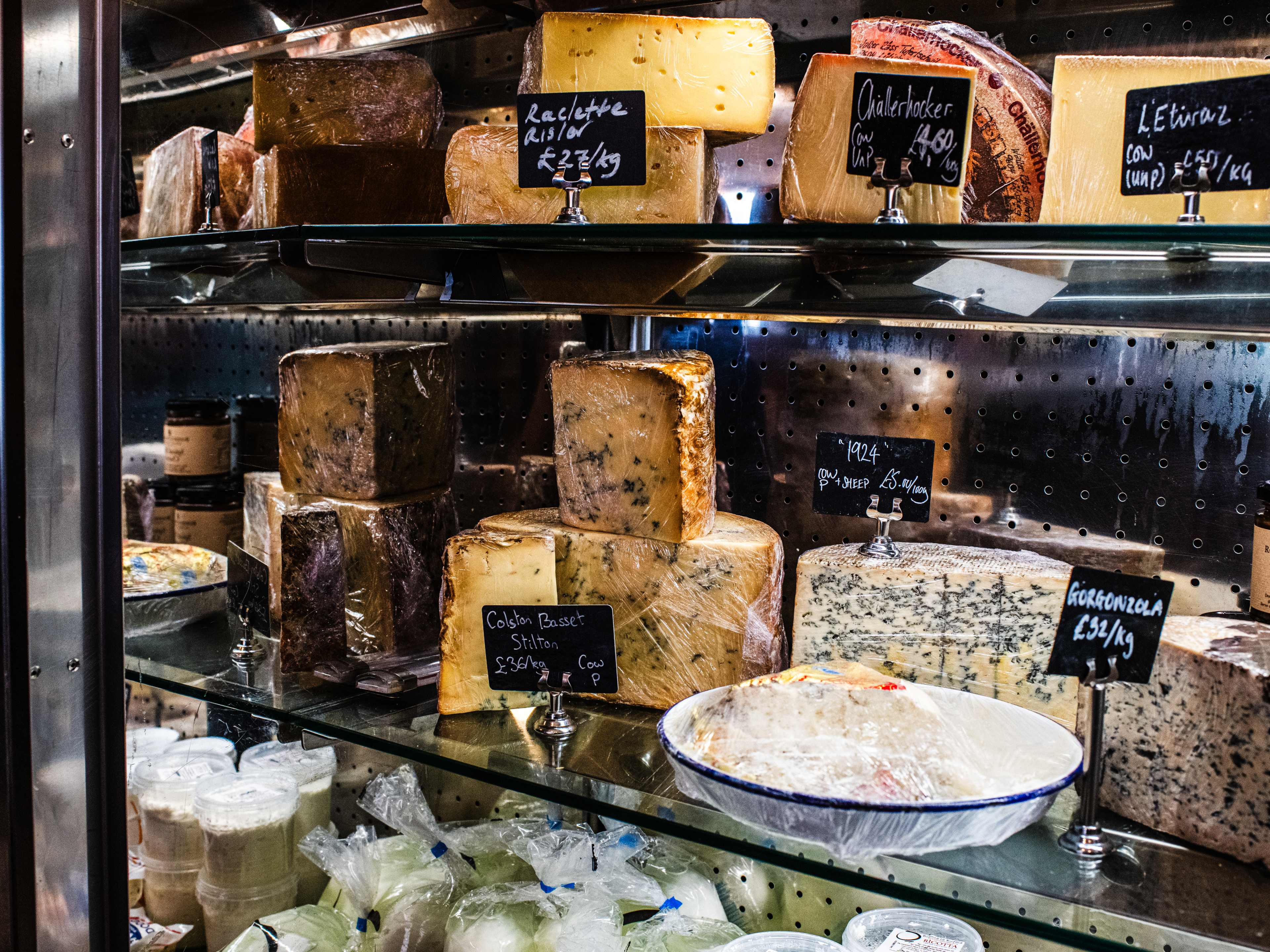 The cheese counter at The Deli Downstairs