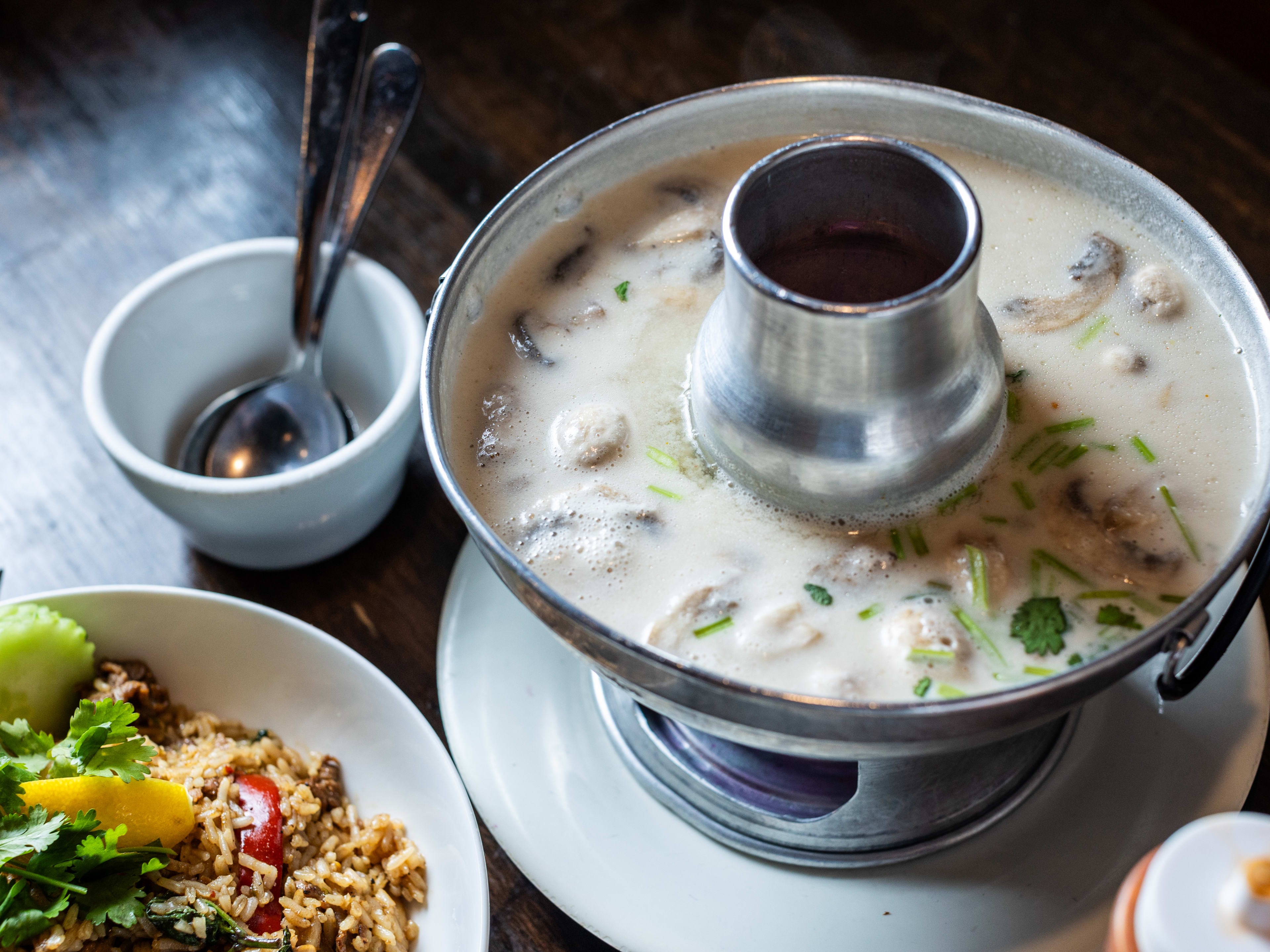 the tom kha firepot chicken from Titaya's.