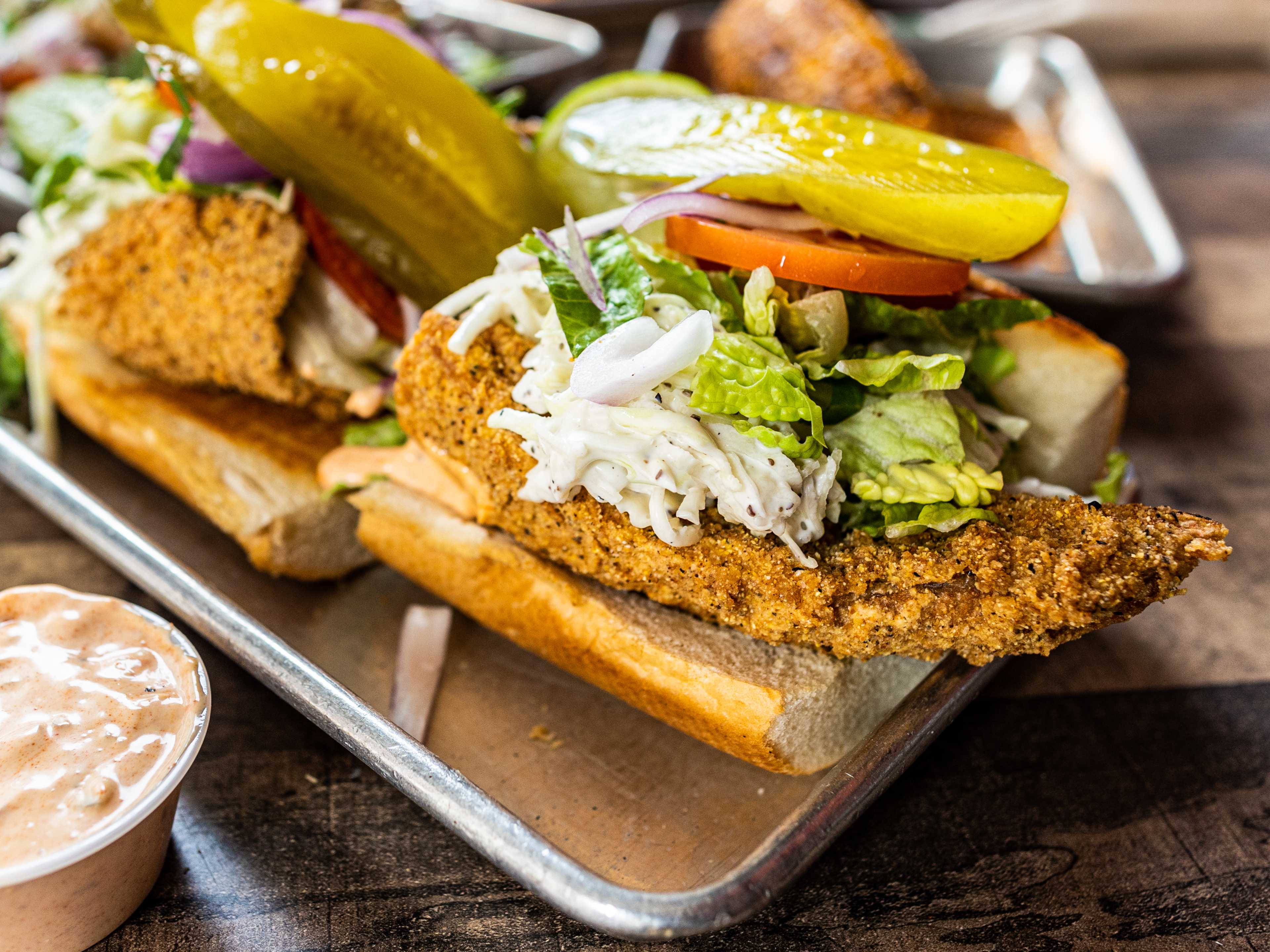 The fried snapper po' boy from Turf N Surf.