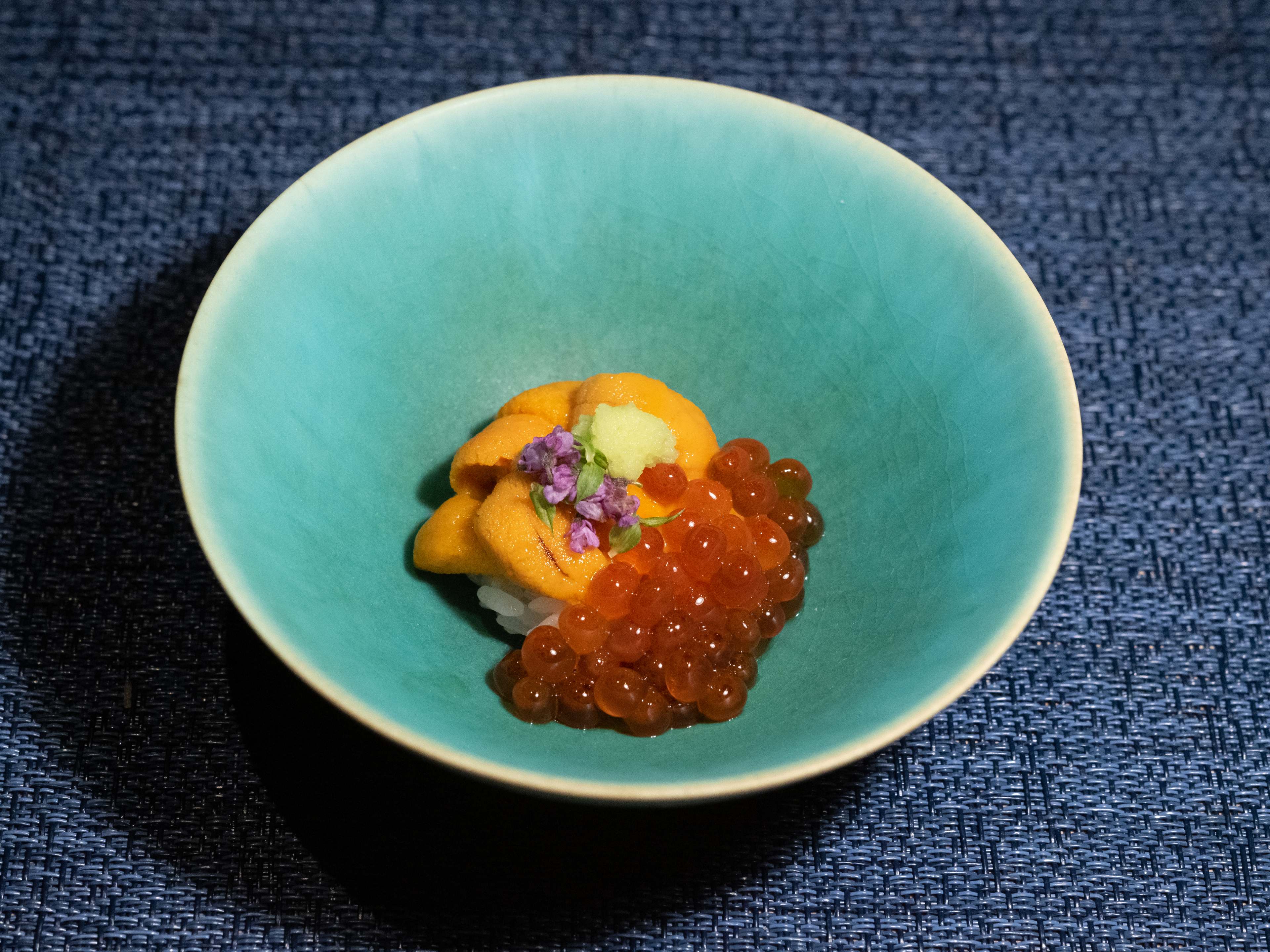 uni and roe in deep ceramic bowl