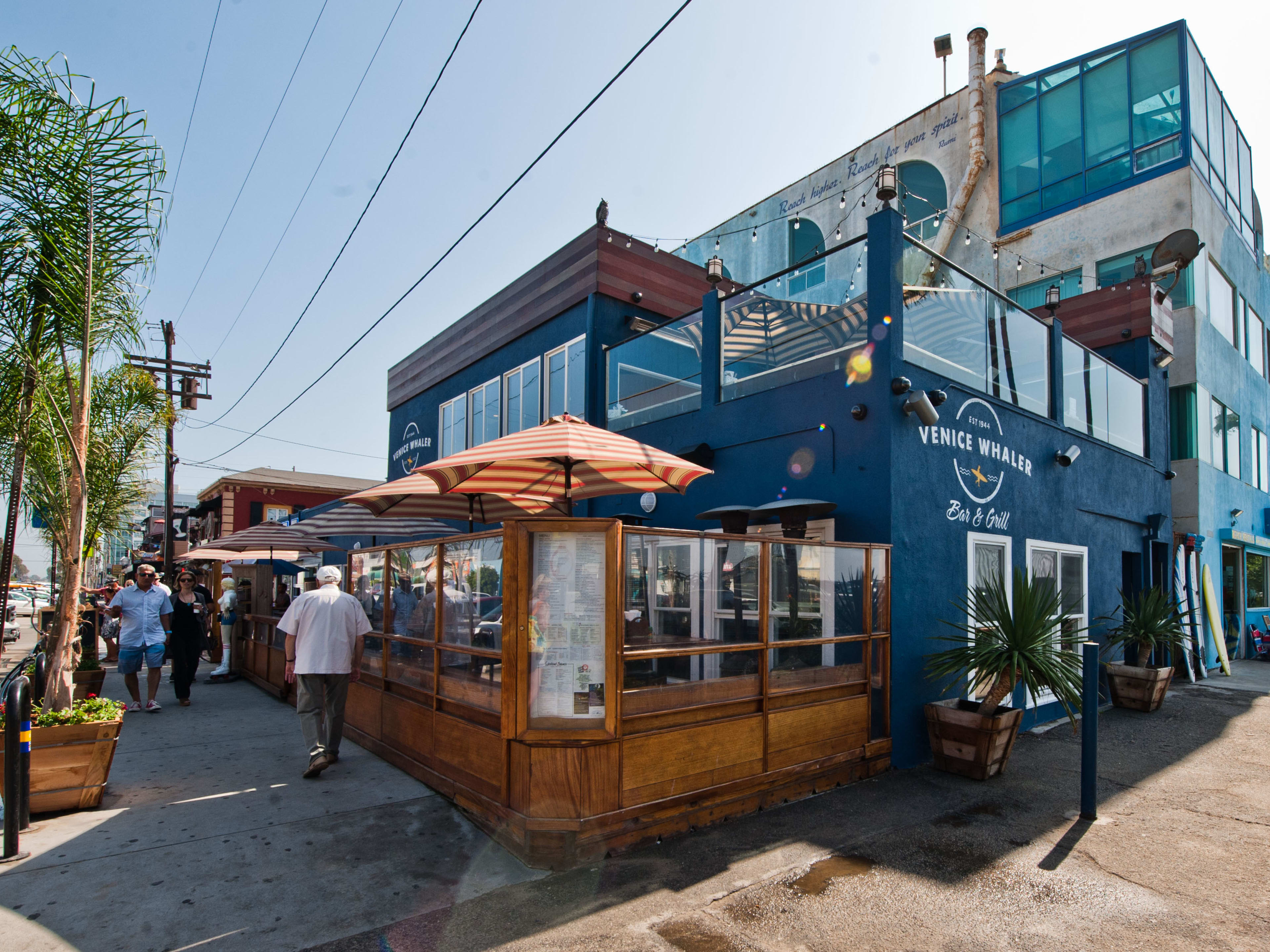 The exterior of the two story bar, The Venice Whaler.