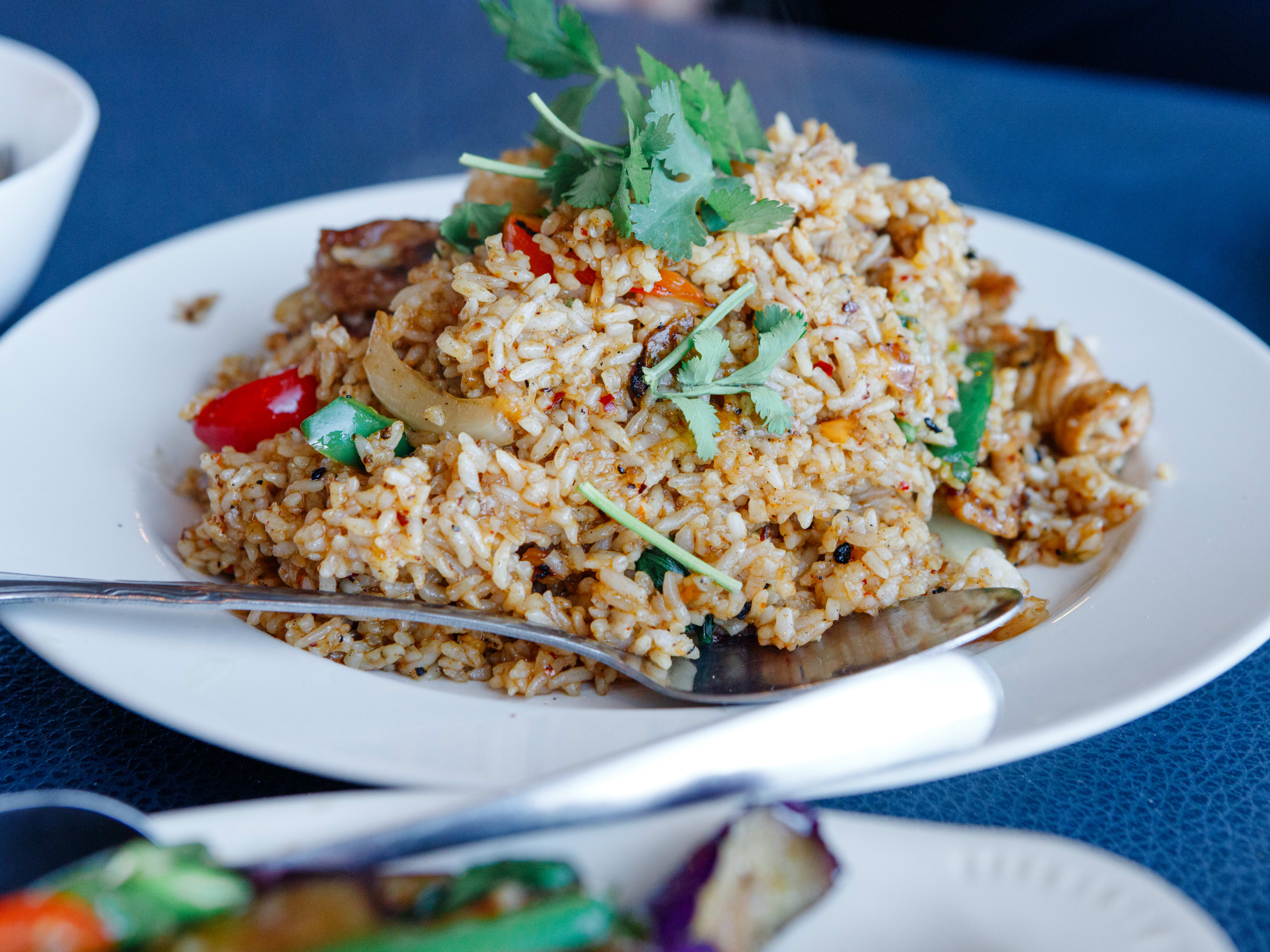 thai fried rice with fresh cilantro