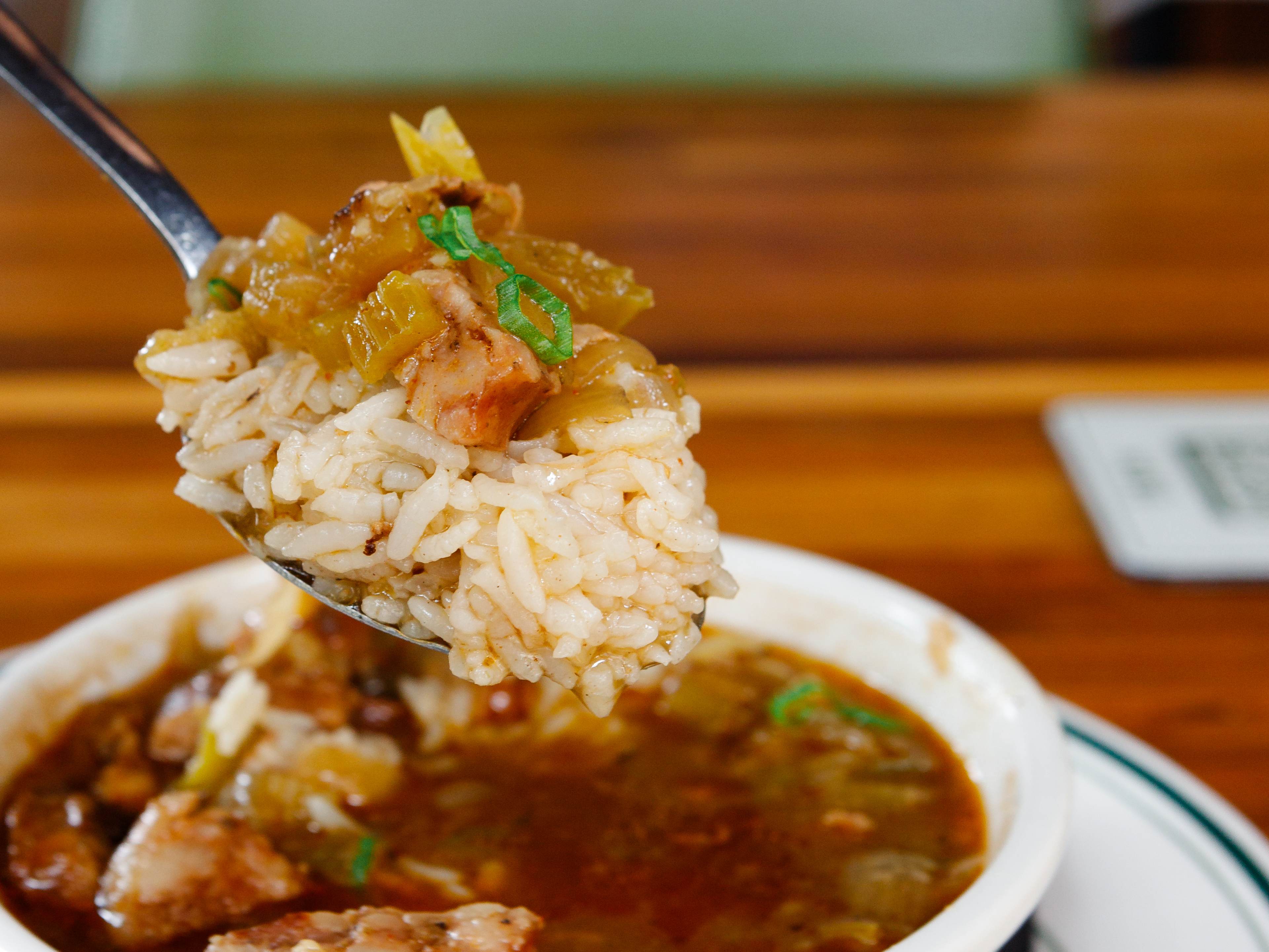 A spoonful of gumbo from Winnie's.