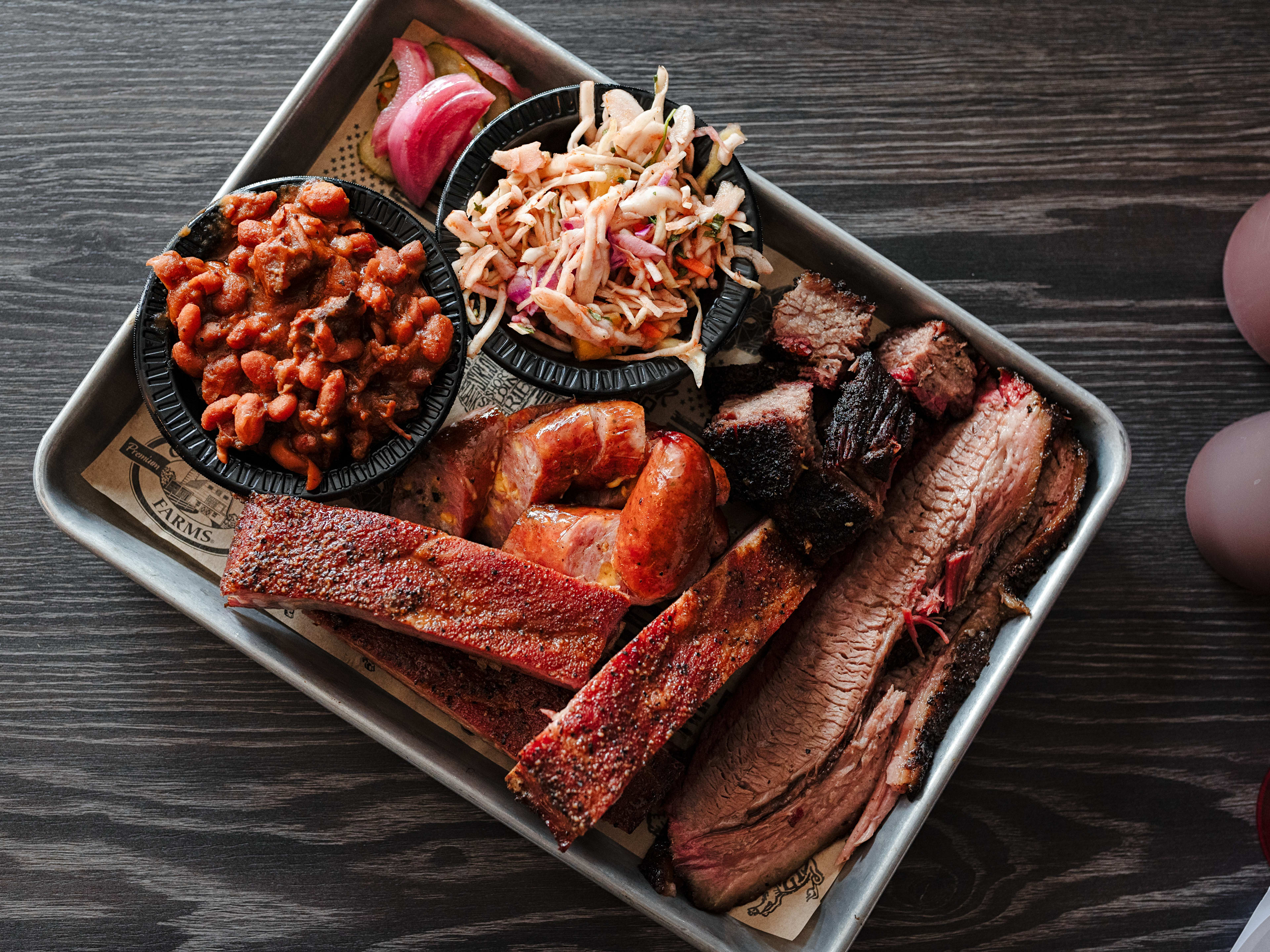 Three meat plate at Wolfepack BBQ