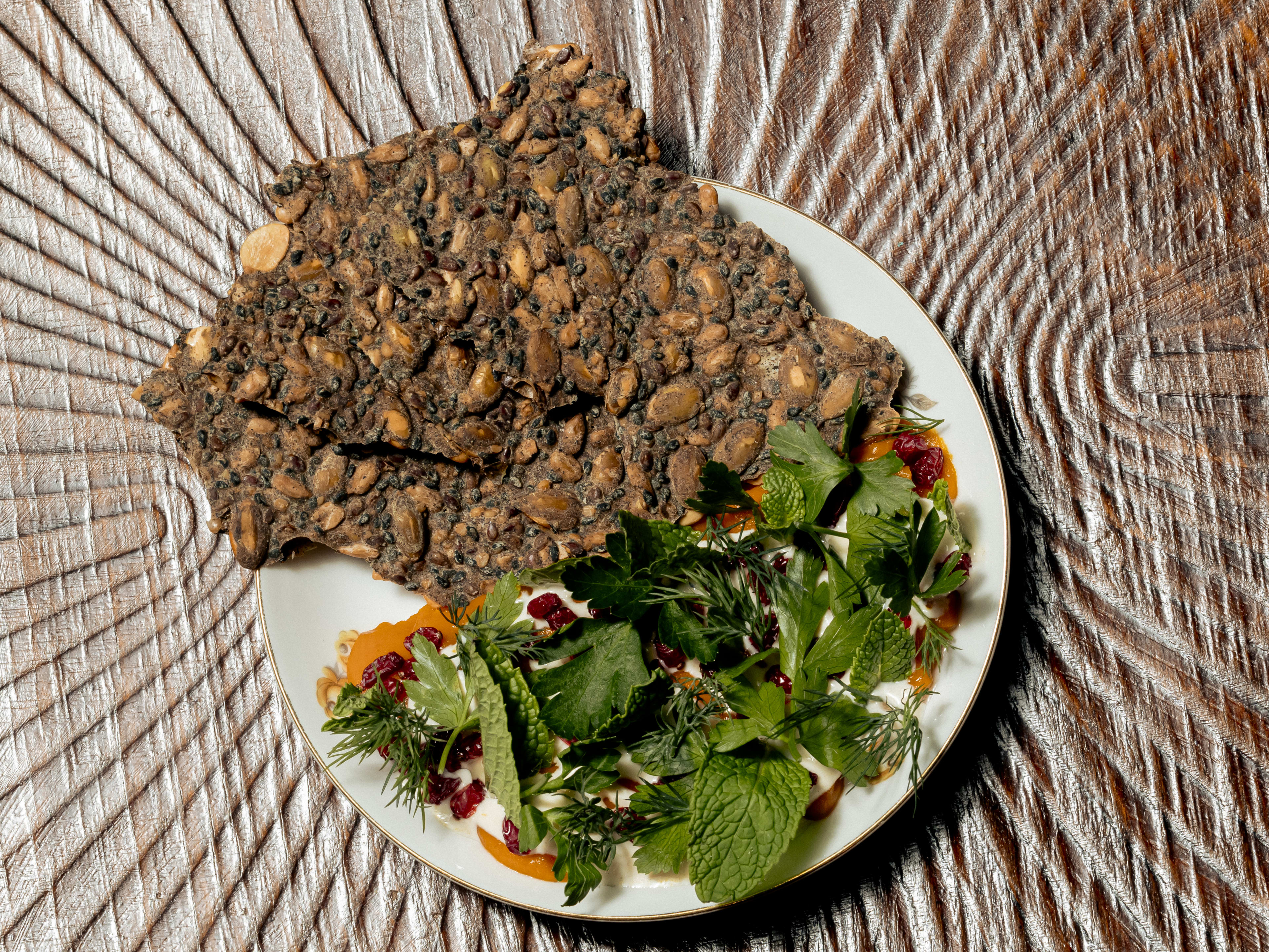 Roasted squash dip with seeded cracker at Xiao Ye