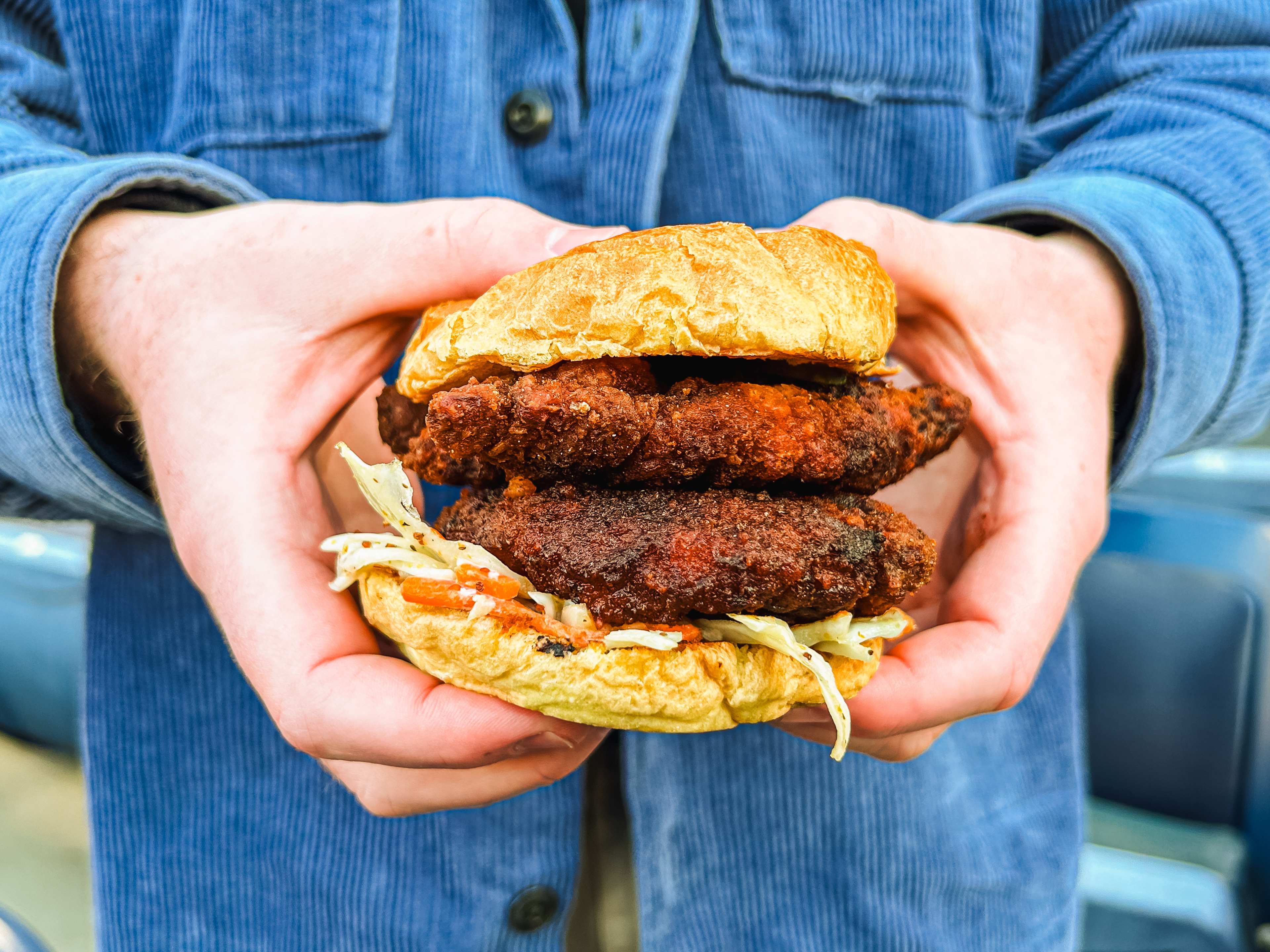 a double stacked fried chicken sandwich