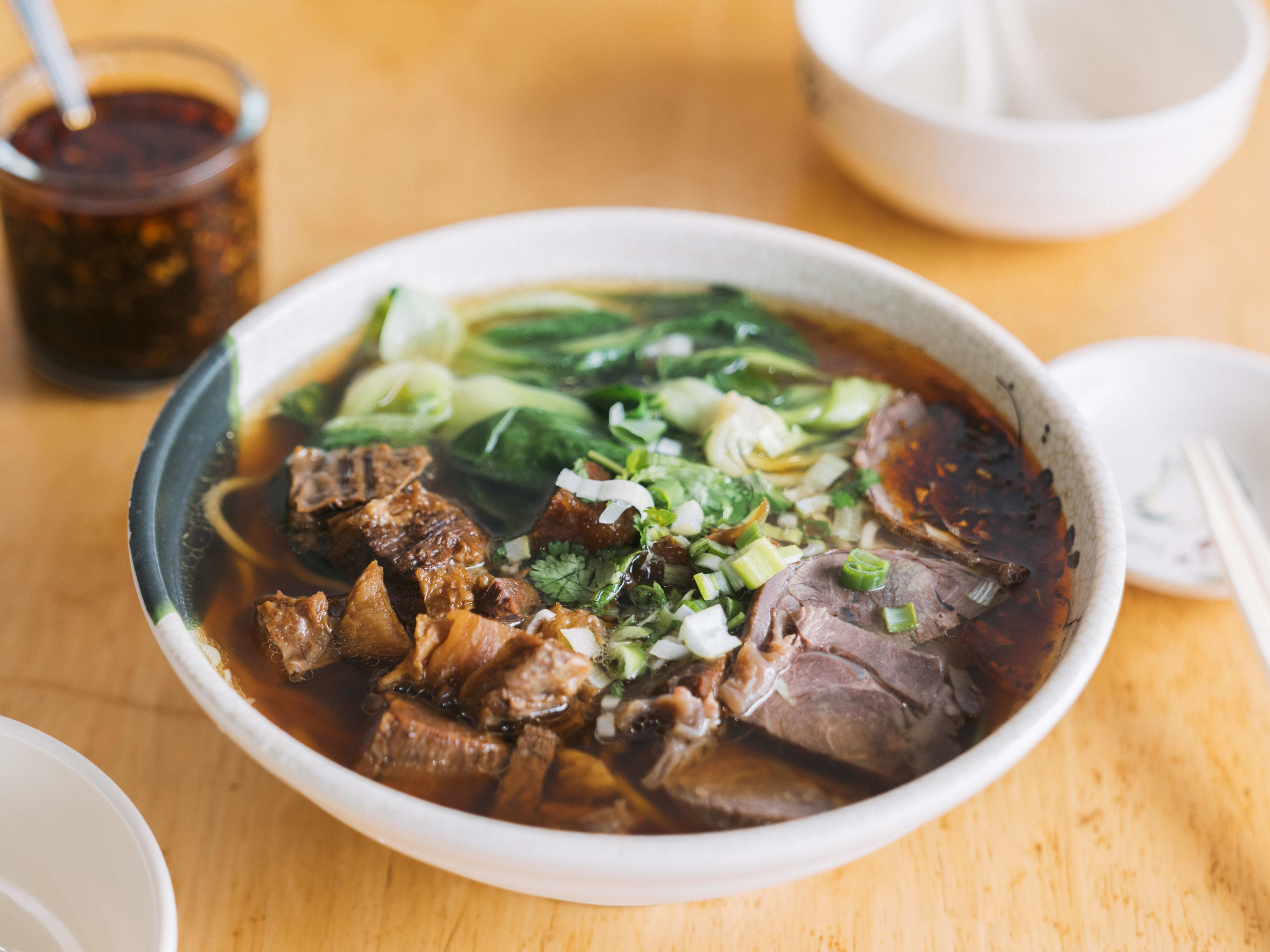 The house special beef noodle soup at Yuanbao Jiaozi