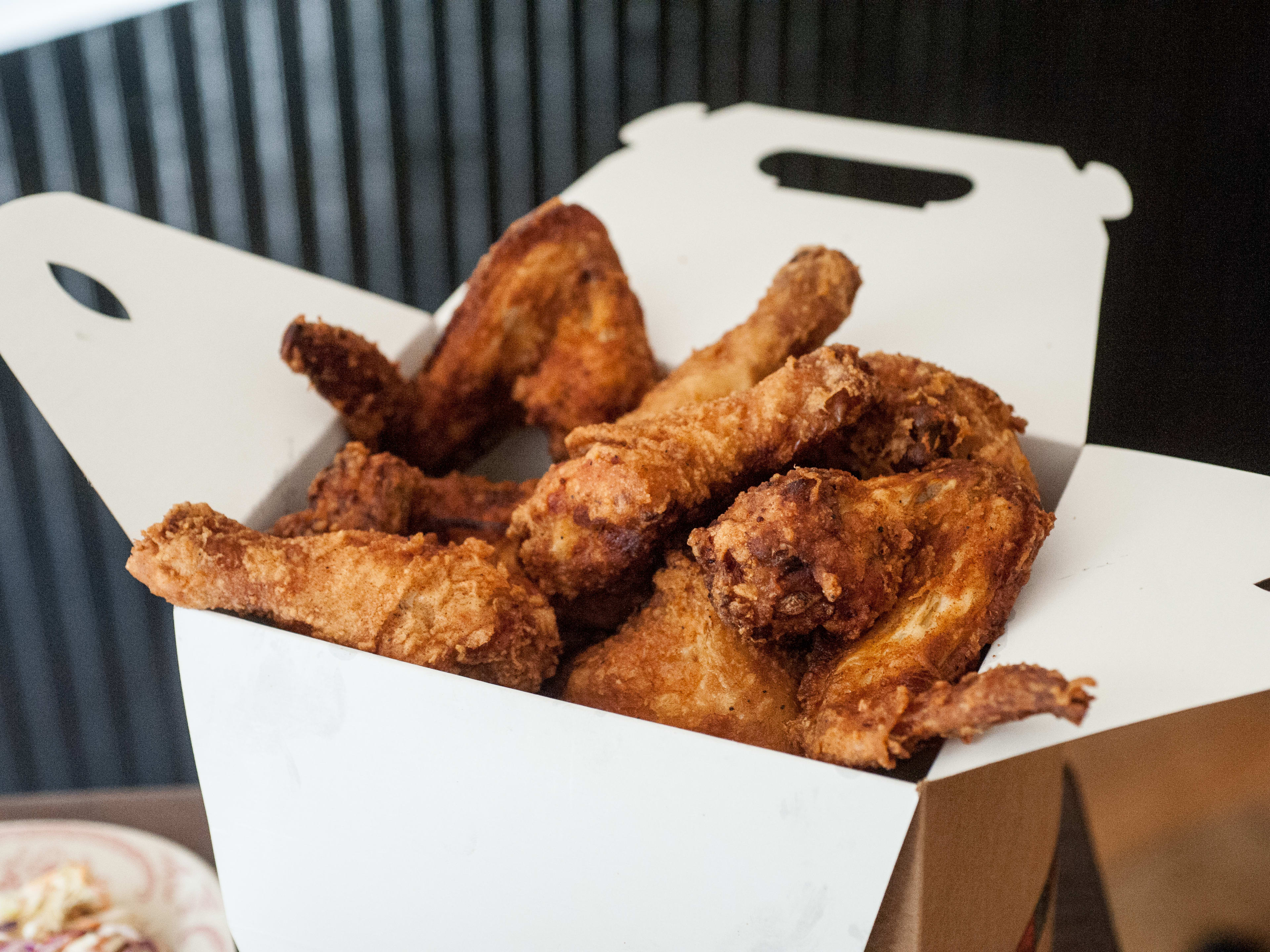 A bucket of fried chicken at Bobwhite Counter.