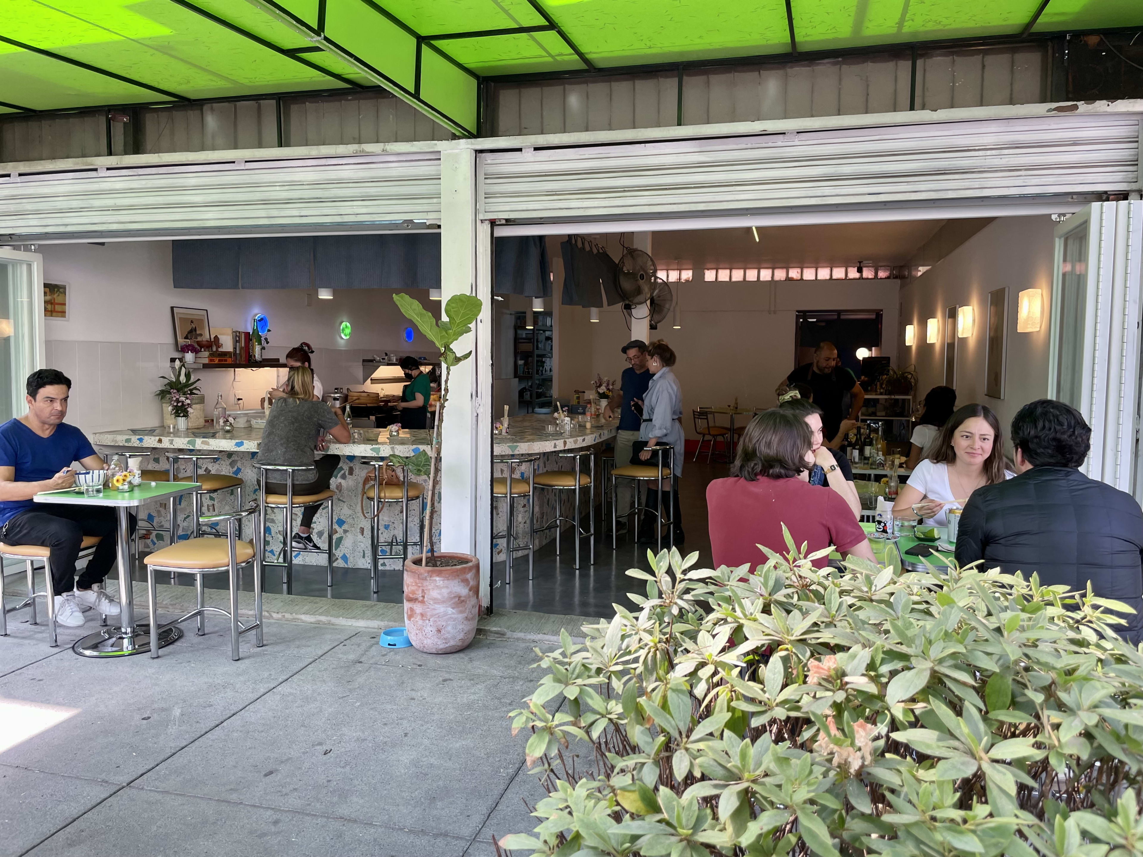 Front patio and entrance of Fideo Gordo in Mexico City.