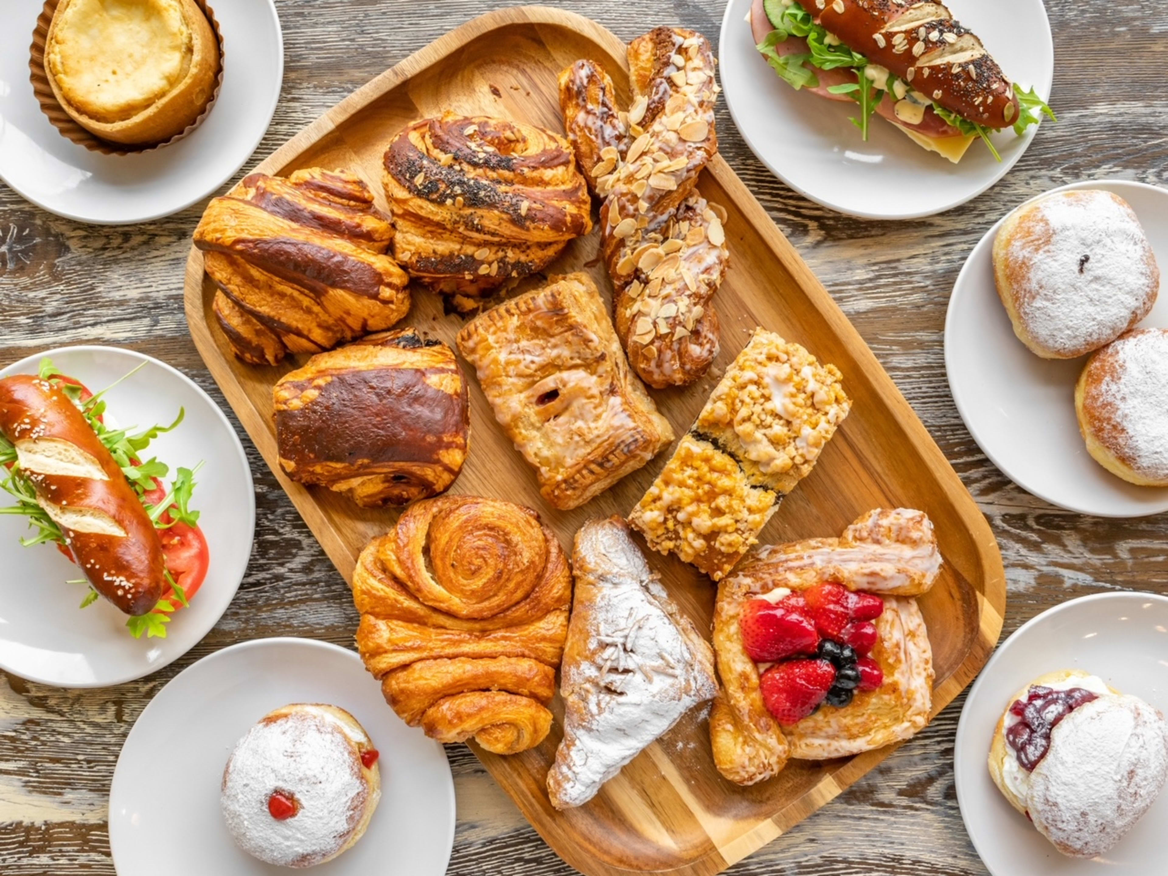 A spread of pastries at Hahdough