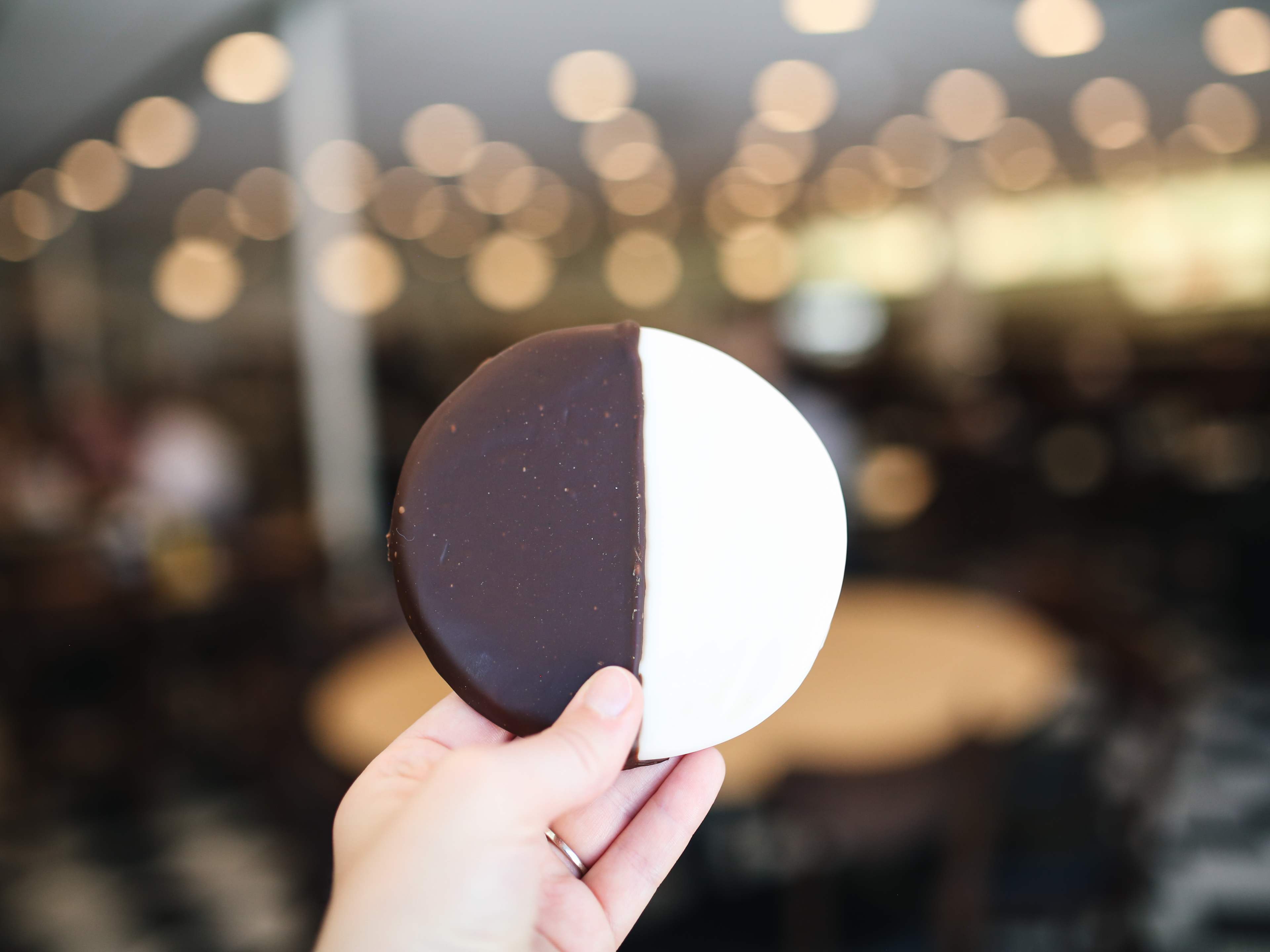 A black and white cookie from Manny’s.