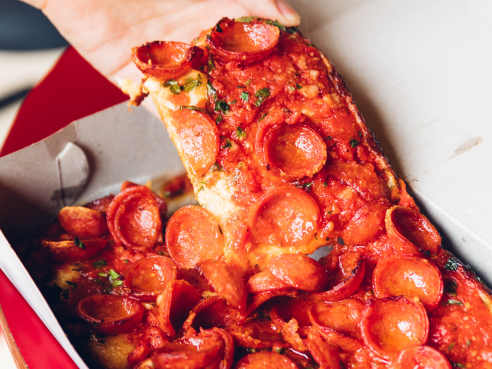 Lions & Tigers & Squares Detroit Pizza by Emily Schindler