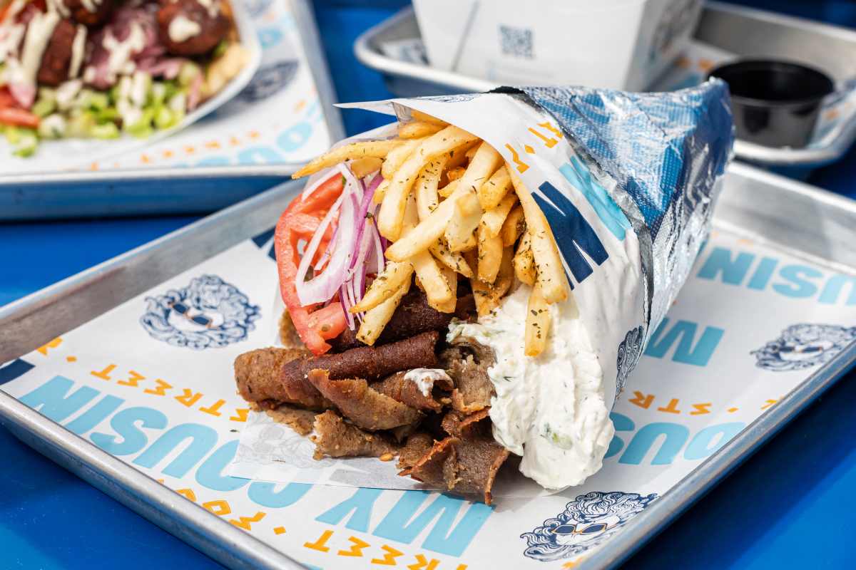 Greek gyros and sides at My Cousin Nick in Coral Gables