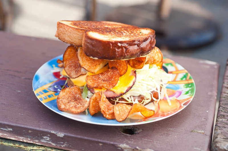 Fried bologna sandwich at Turkey and the Wolf